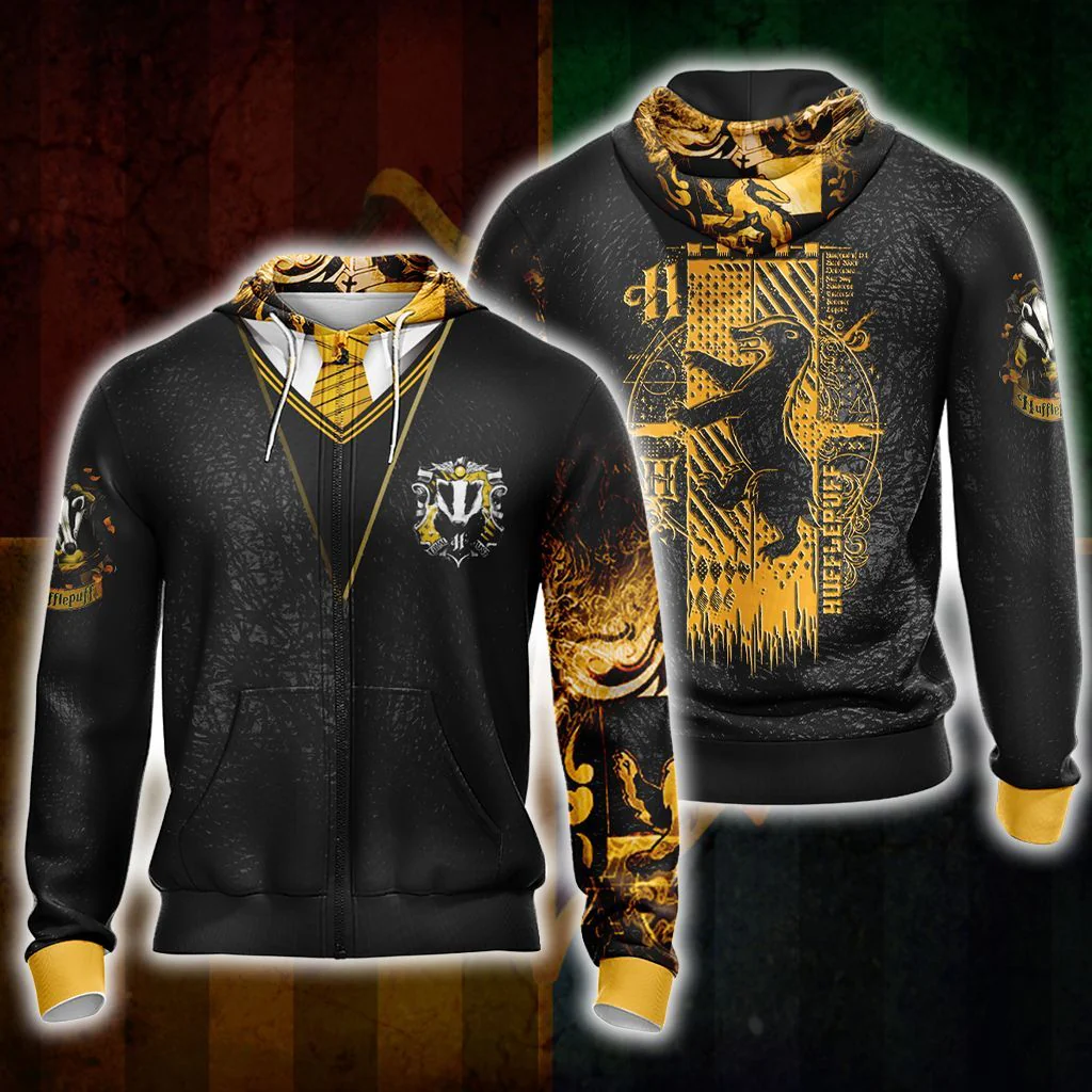 Harry Potter Hogwarts House Gryffindor Slytherin Ravenclaw Hufflepuff T-shirt Zip Hoodie Pullover Hoodie - Image 13