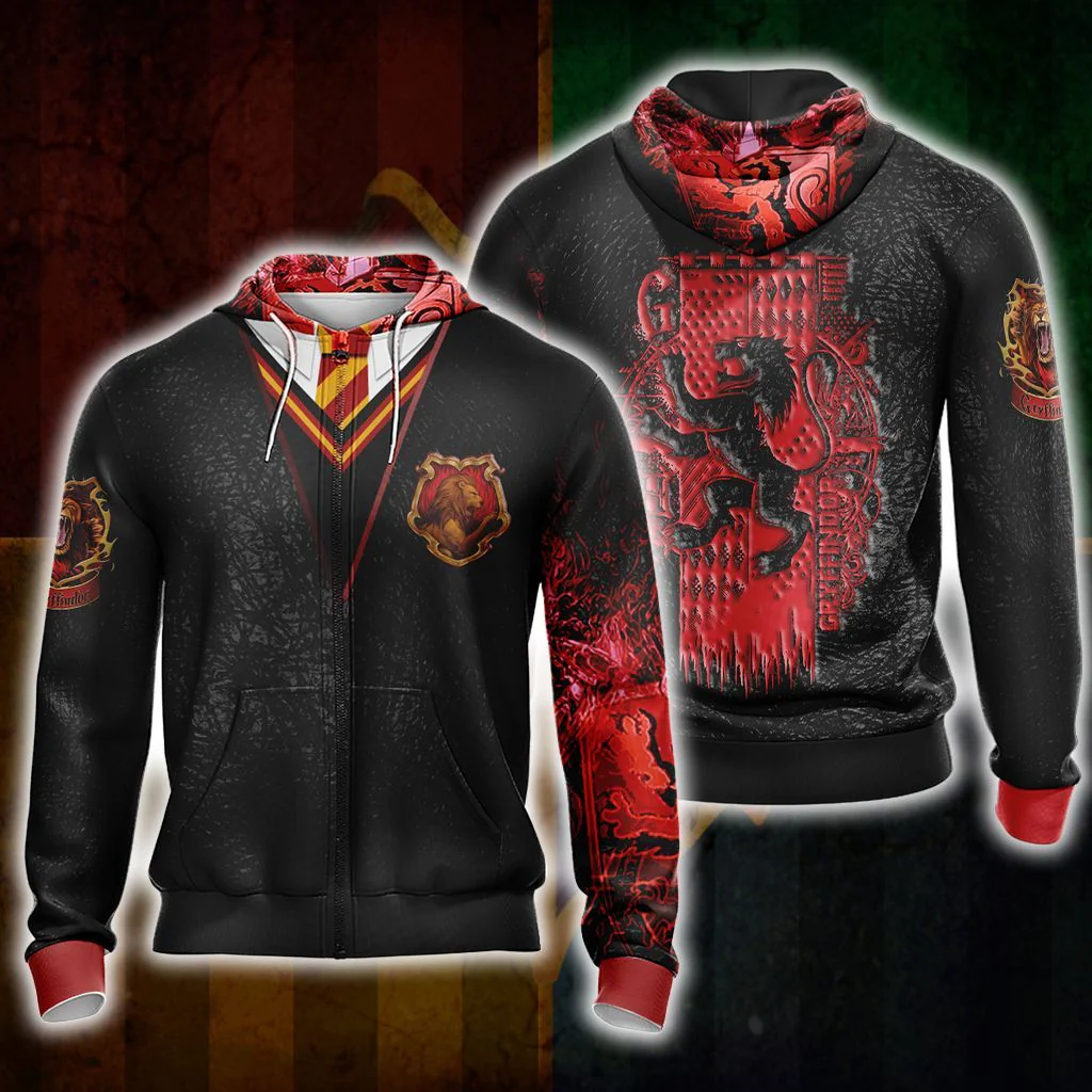 Harry Potter Hogwarts House Gryffindor Slytherin Ravenclaw Hufflepuff T-shirt Zip Hoodie Pullover Hoodie - Image 4