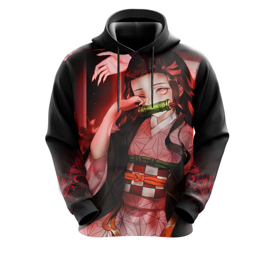 Nezuko Demon Slayer All Over Print T-shirt Zip Hoodie Pullover Hoodie - Image 10