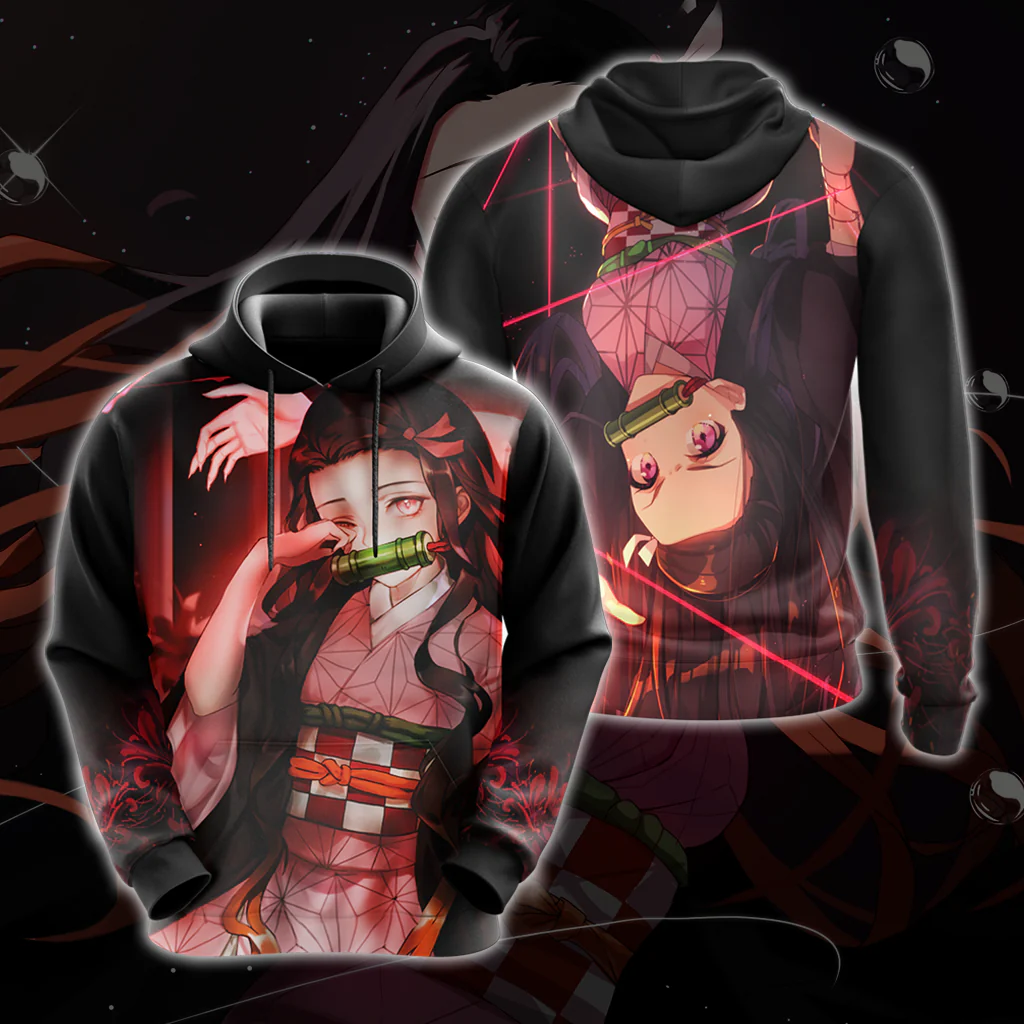Nezuko Demon Slayer All Over Print T-shirt Zip Hoodie Pullover Hoodie - Image 3