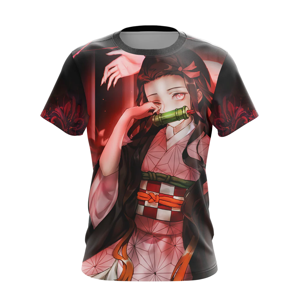 Nezuko Demon Slayer All Over Print T-shirt Zip Hoodie Pullover Hoodie - Image 6