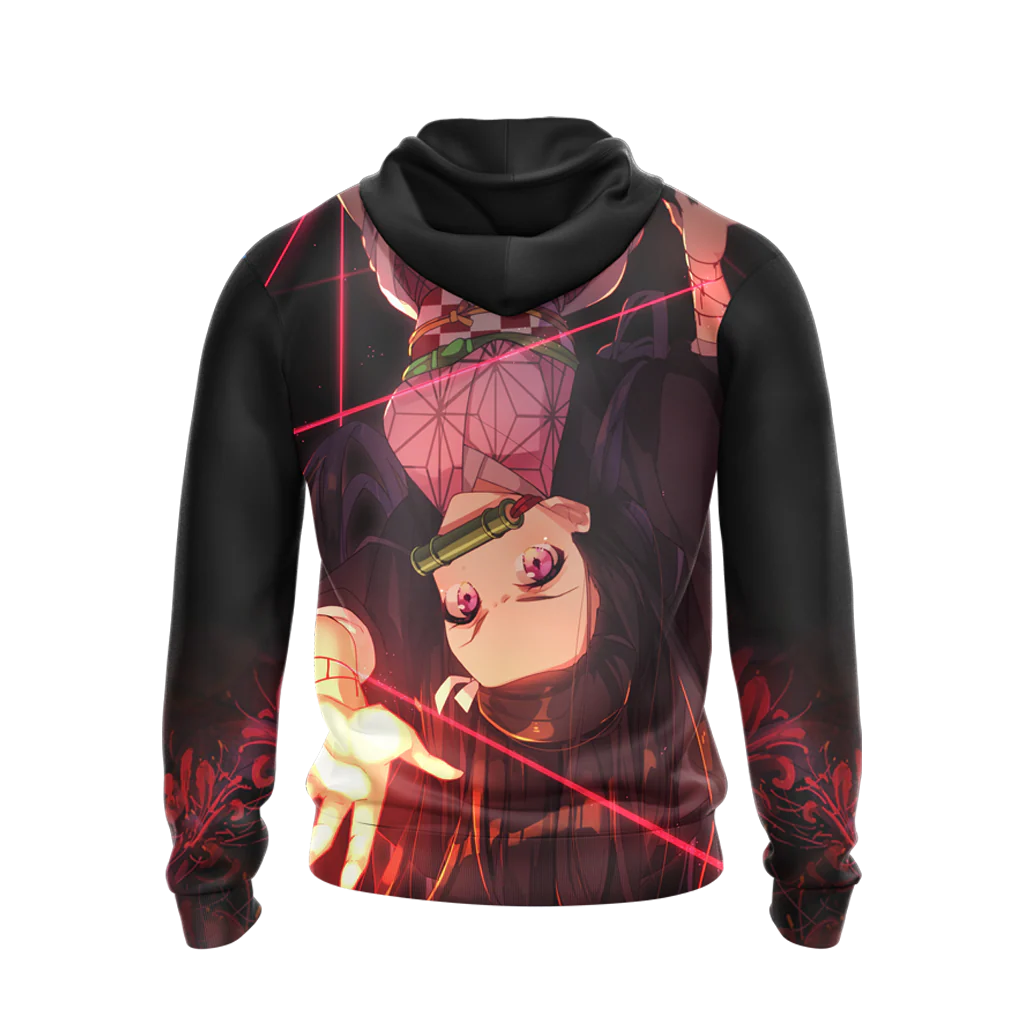 Nezuko Demon Slayer All Over Print T-shirt Zip Hoodie Pullover Hoodie - Image 7