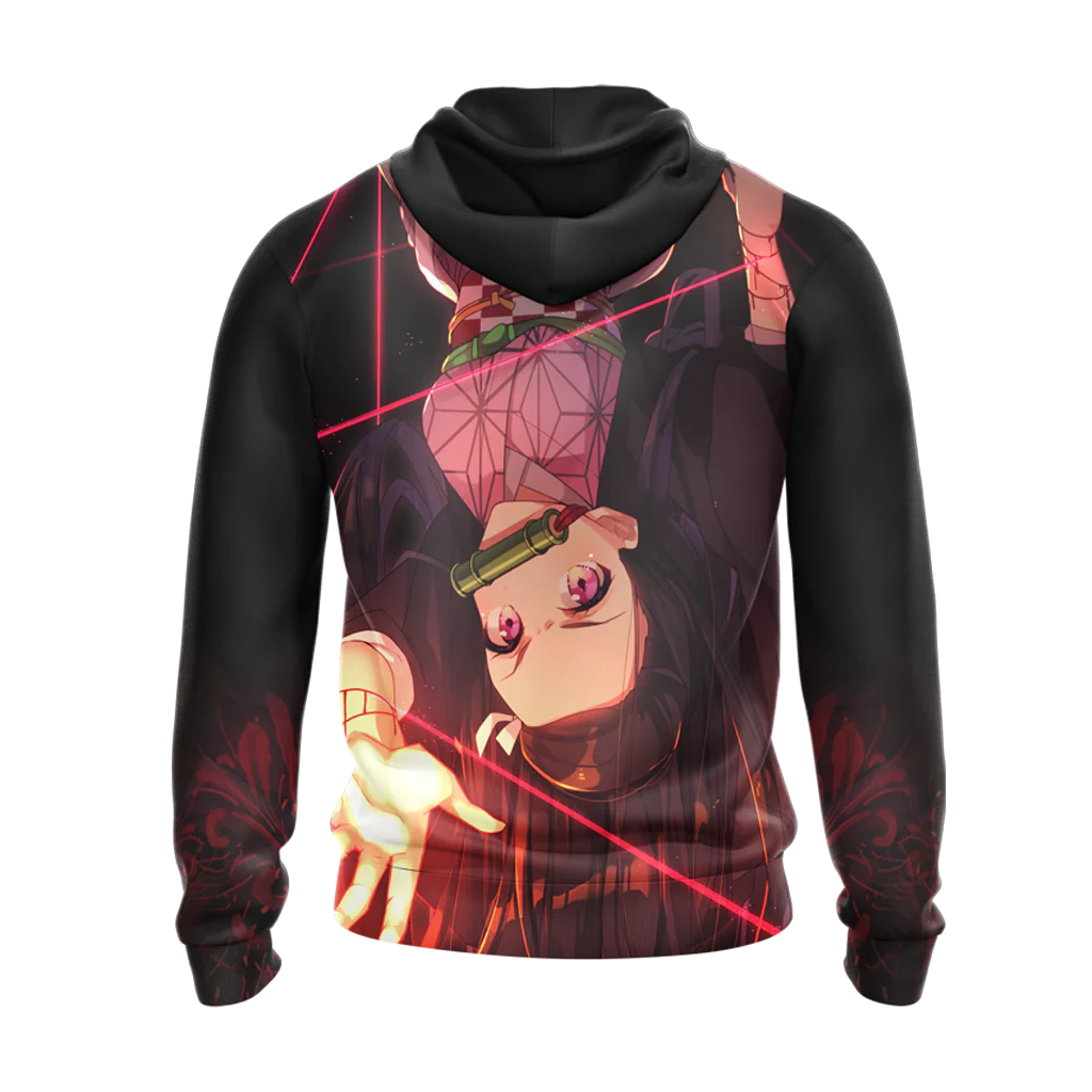 Nezuko Demon Slayer All Over Print T-shirt Zip Hoodie Pullover Hoodie - Image 9