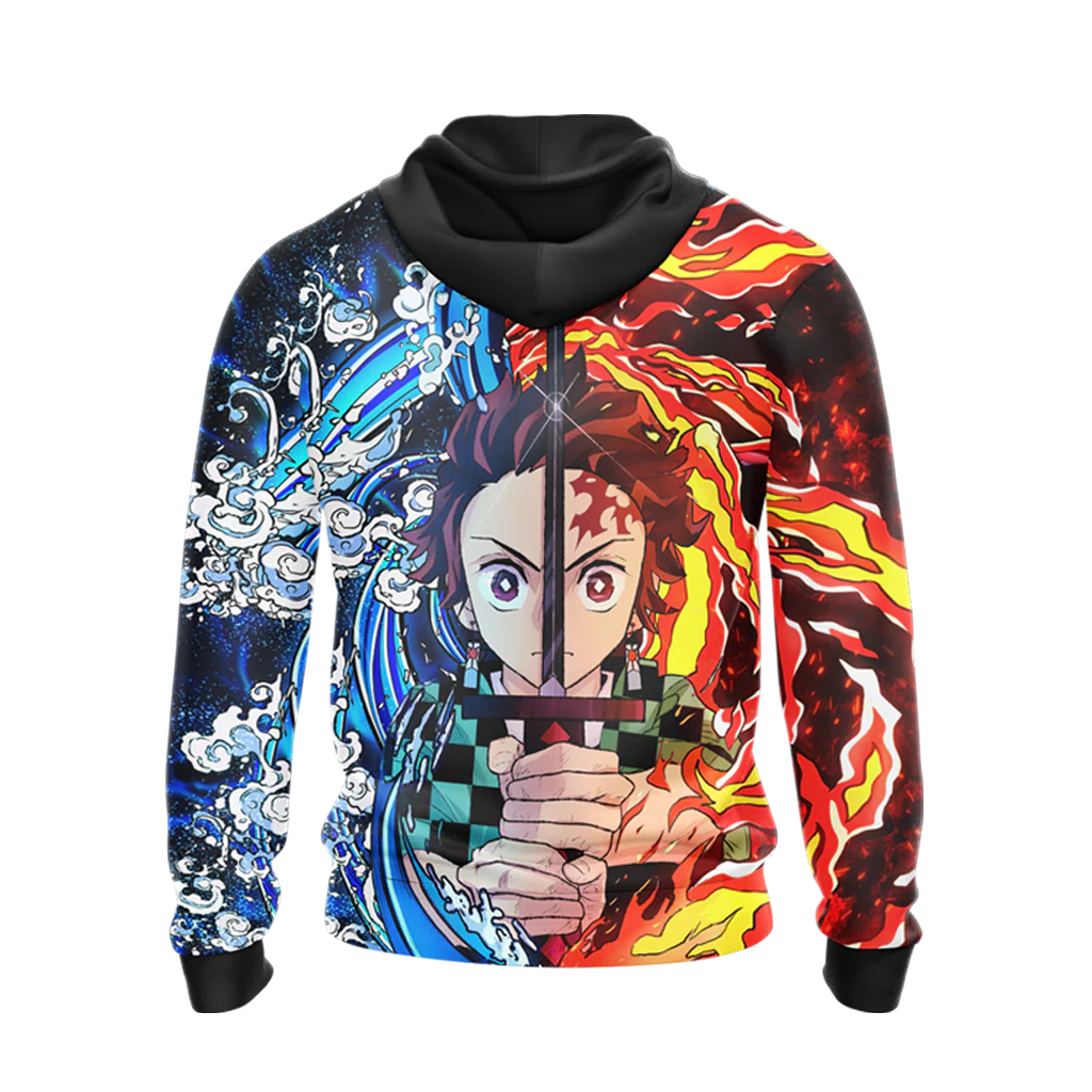 Tanjiro Sun and Water Breathing Techniques Demon Slayer All Over Print T-shirt Zip Hoodie Pullover Hoodie - Image 10