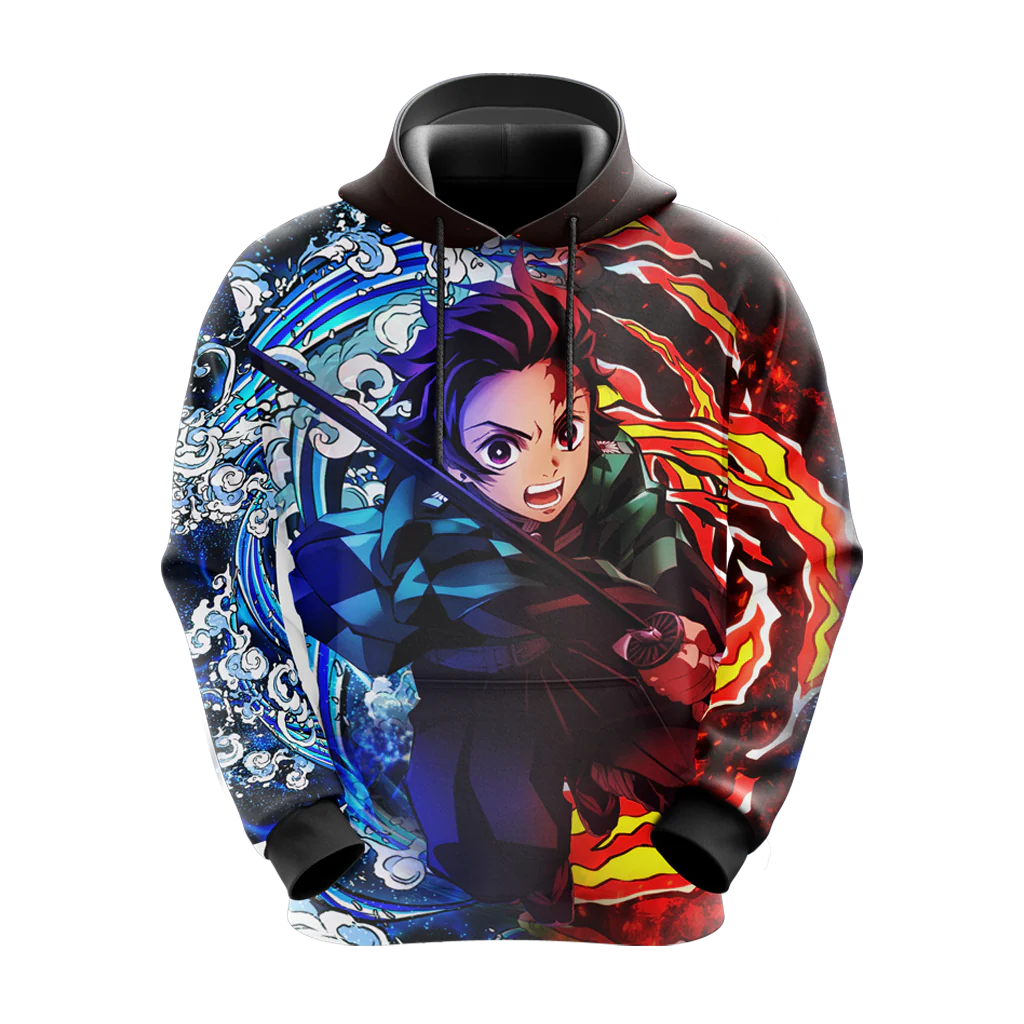 Tanjiro Sun and Water Breathing Techniques Demon Slayer All Over Print T-shirt Zip Hoodie Pullover Hoodie - Image 11