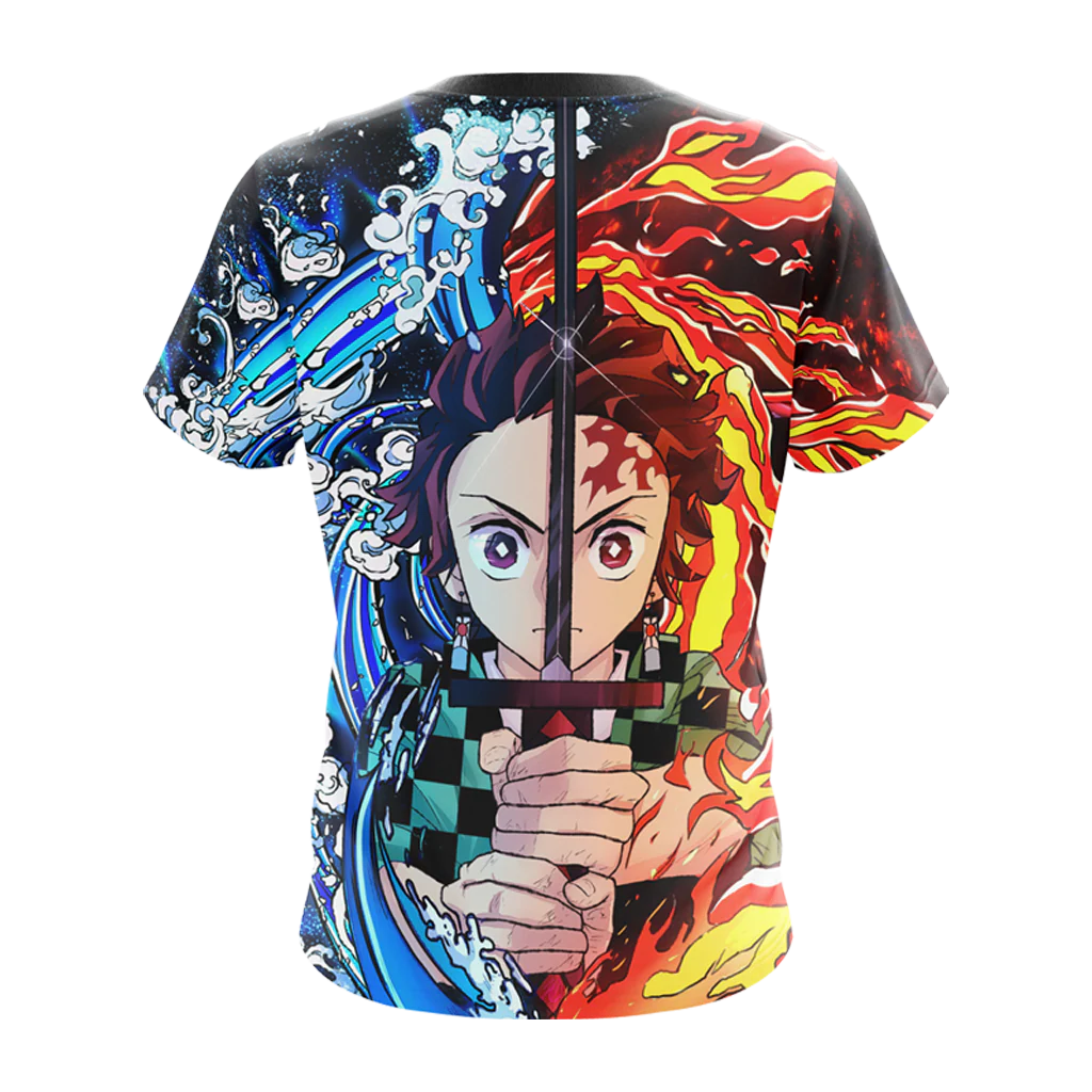 Tanjiro Sun and Water Breathing Techniques Demon Slayer All Over Print T-shirt Zip Hoodie Pullover Hoodie - Image 6