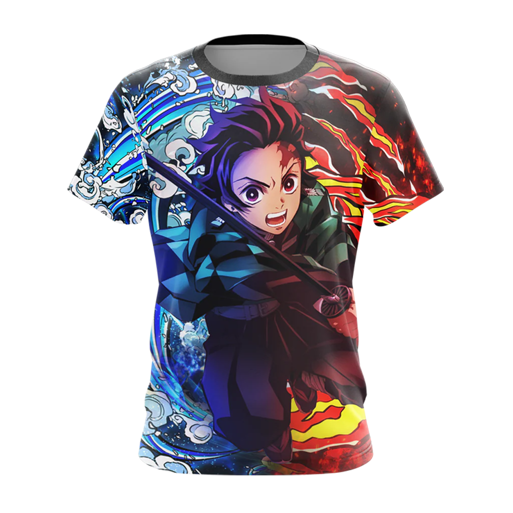 Tanjiro Sun and Water Breathing Techniques Demon Slayer All Over Print T-shirt Zip Hoodie Pullover Hoodie - Image 7