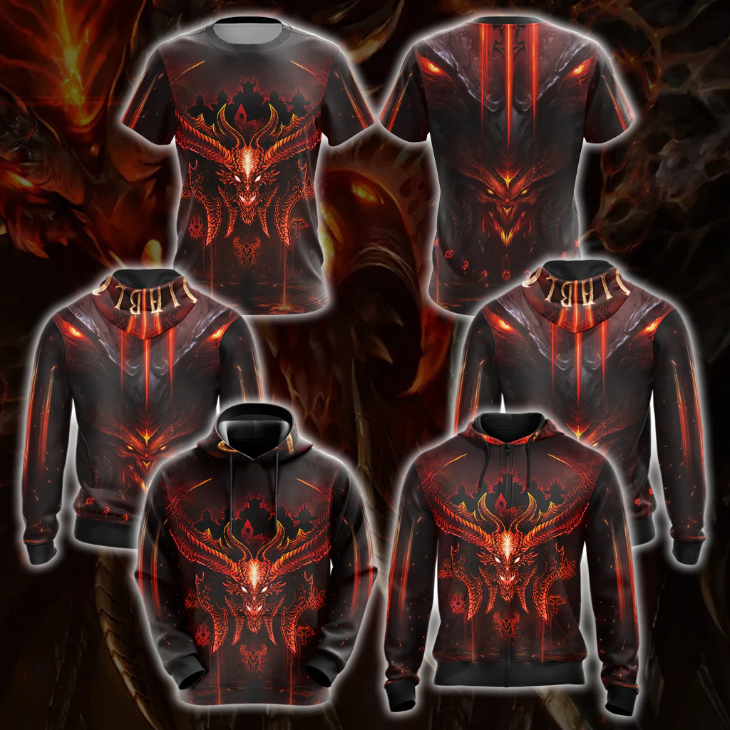 Diablo Video Game All Over Print T-shirt Tank Top Zip Hoodie Pullover Hoodie - Image 4