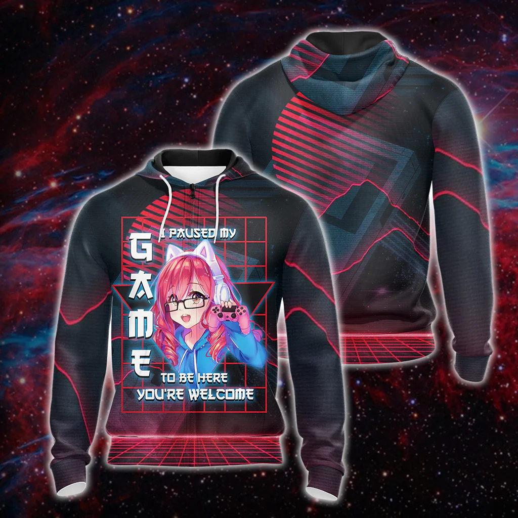 I Paused My Game To Be Here Unisex 3D T-shirt Zip Hoodie - Image 3