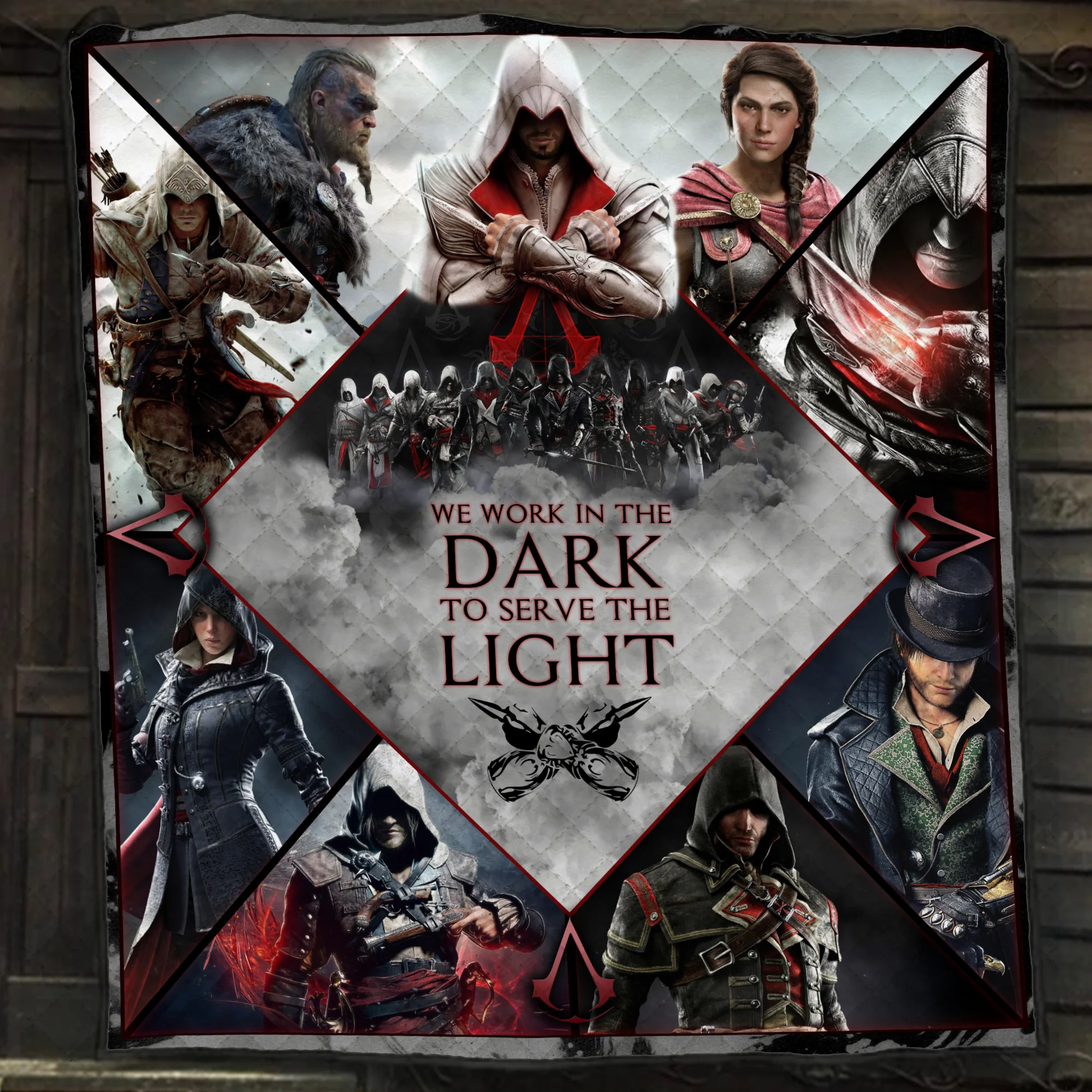 We work in the dark to serve the light Assassin's Creed Quilt Blanket Quilt Set - Image 4