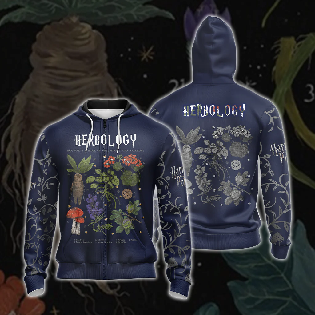 Herbology Harry Potter Hogwarts T-shirt Zip Hoodie Pullover Hoodie - Image 3
