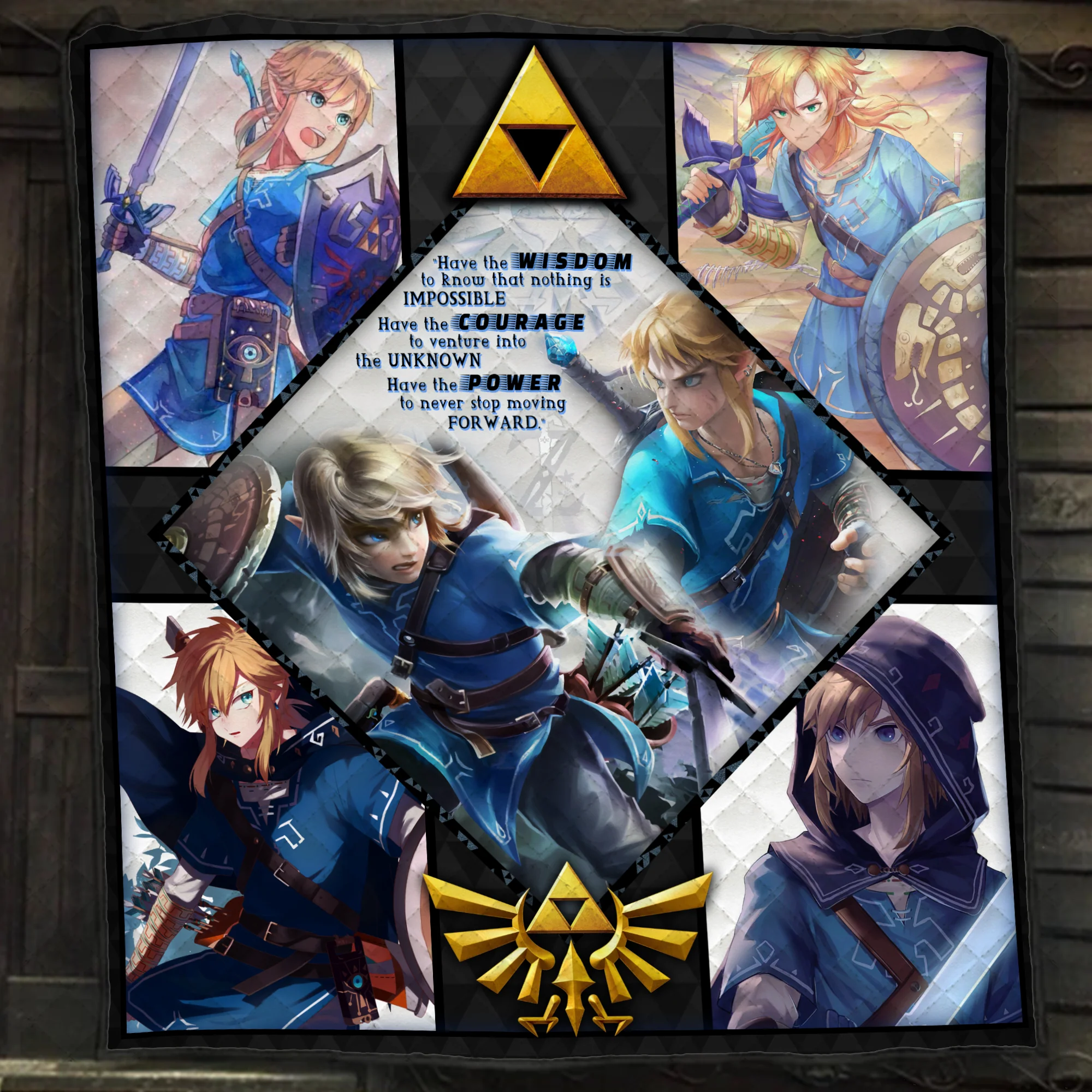 Wisdom Courage Power Link The Legend of Zelda Quilt Blanket Quilt Set - Image 3