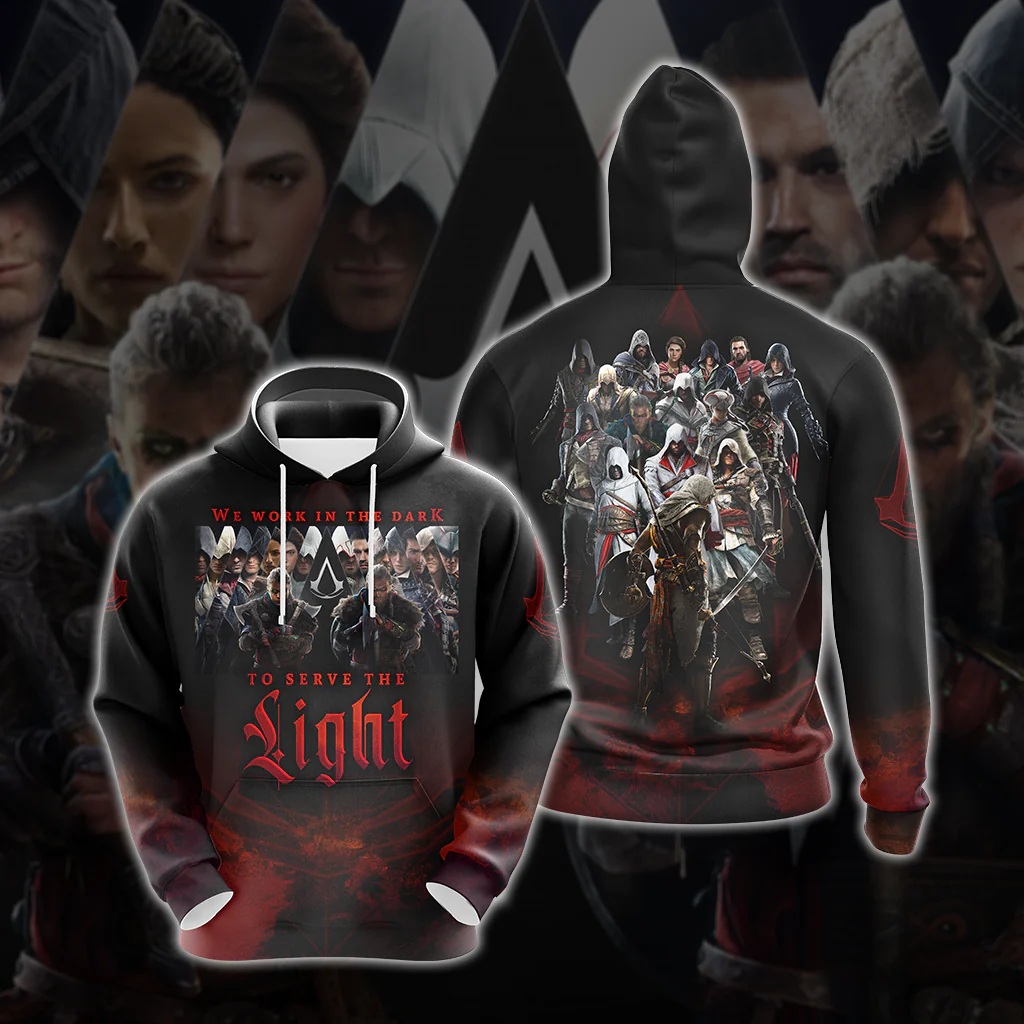 Assassin's Creed All Games - We work in the dark to serve the light Unisex 3D T-shirt Zip Hoodie Pullover Hoodie - Image 4
