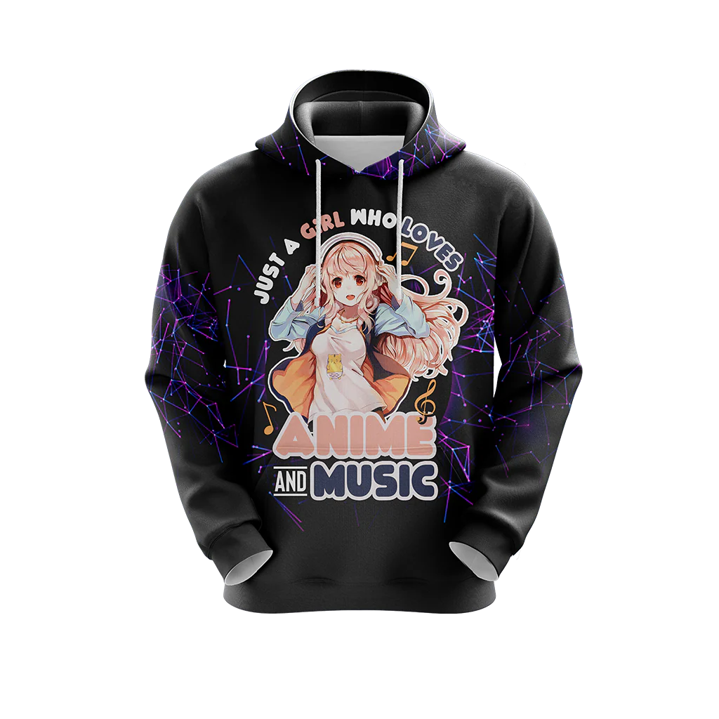 Just a girl who loves anime and music T-shirt Zip Hoodie Pullover Hoodie - Image 10