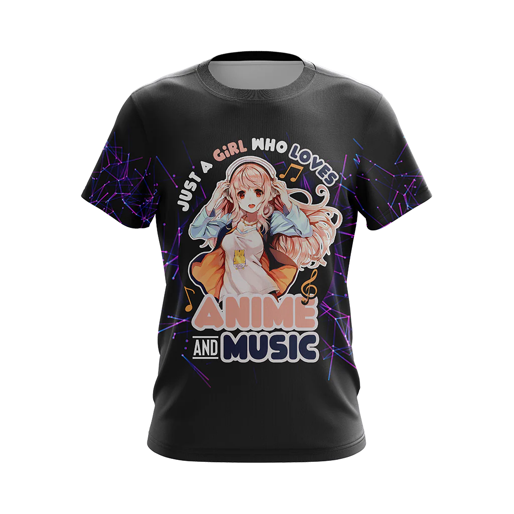 Just a girl who loves anime and music T-shirt Zip Hoodie Pullover Hoodie - Image 6
