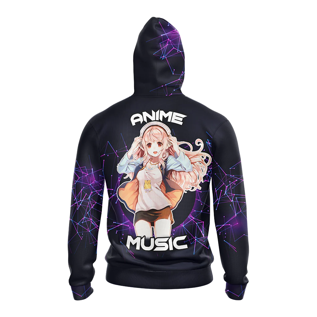 Just a girl who loves anime and music T-shirt Zip Hoodie Pullover Hoodie - Image 7