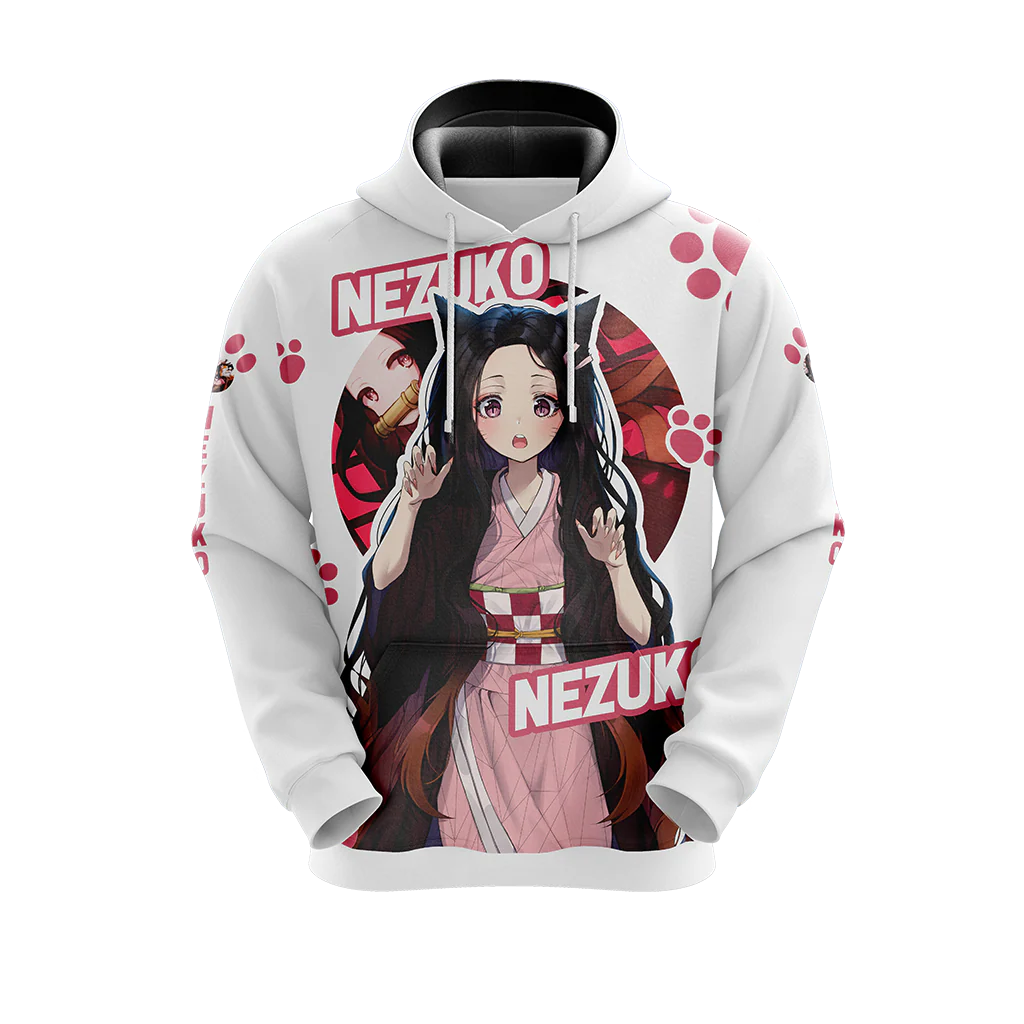 Nezuko Demon Slayer All Over Print T-shirt Zip Hoodie Pullover Hoodie - Image 7