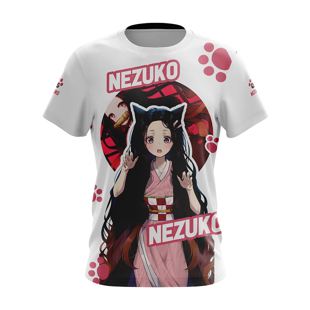 Nezuko Demon Slayer All Over Print T-shirt Zip Hoodie Pullover Hoodie - Image 9