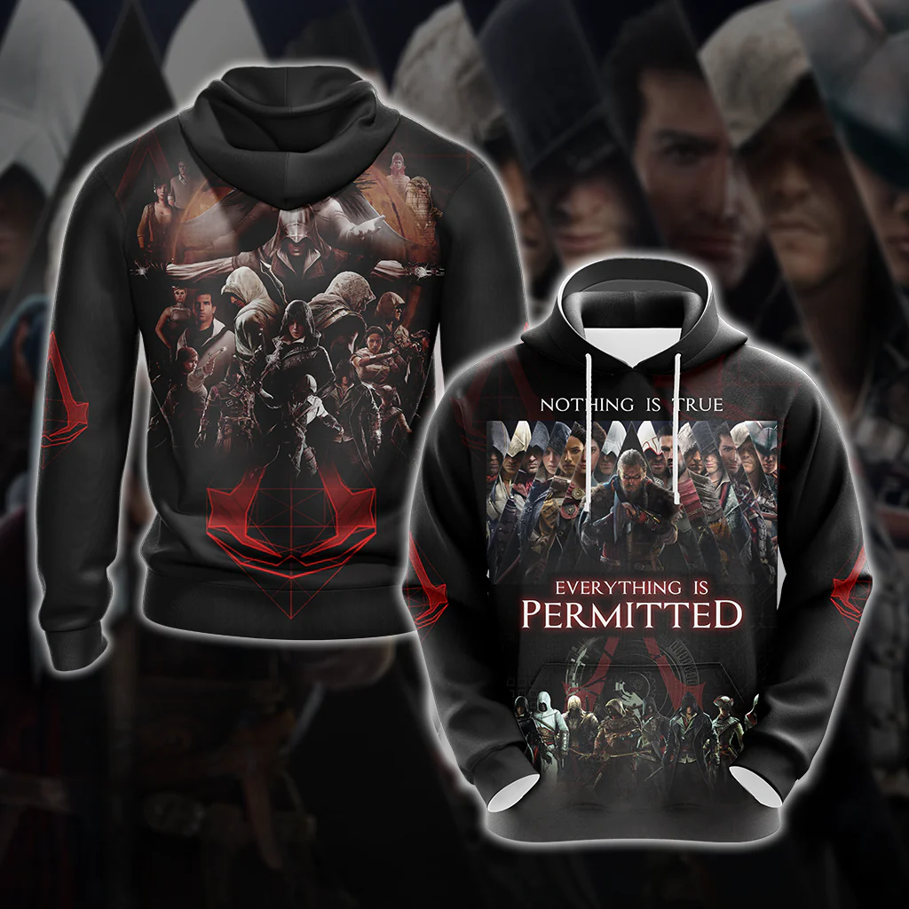 Nothing is True - Everything is Permitted Assassin's Creed All Over Print T-shirt Zip Hoodie Pullover Hoodie - Image 3