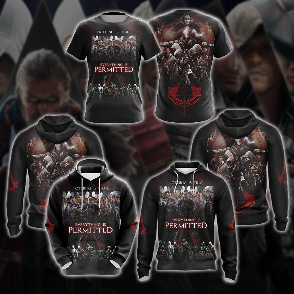 Nothing is True - Everything is Permitted Assassin's Creed All Over Print T-shirt Zip Hoodie Pullover Hoodie - Image 4