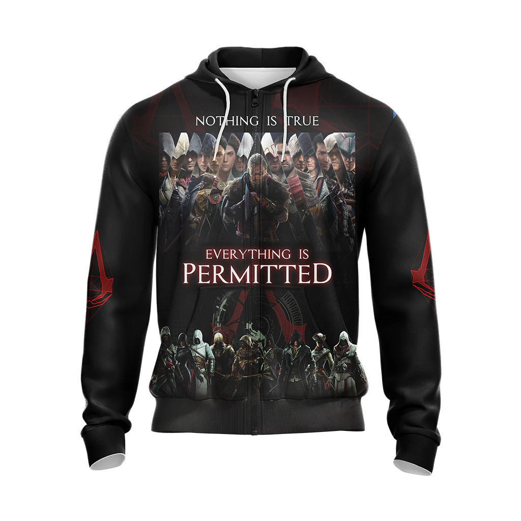 Nothing is True - Everything is Permitted Assassin's Creed All Over Print T-shirt Zip Hoodie Pullover Hoodie - Image 8