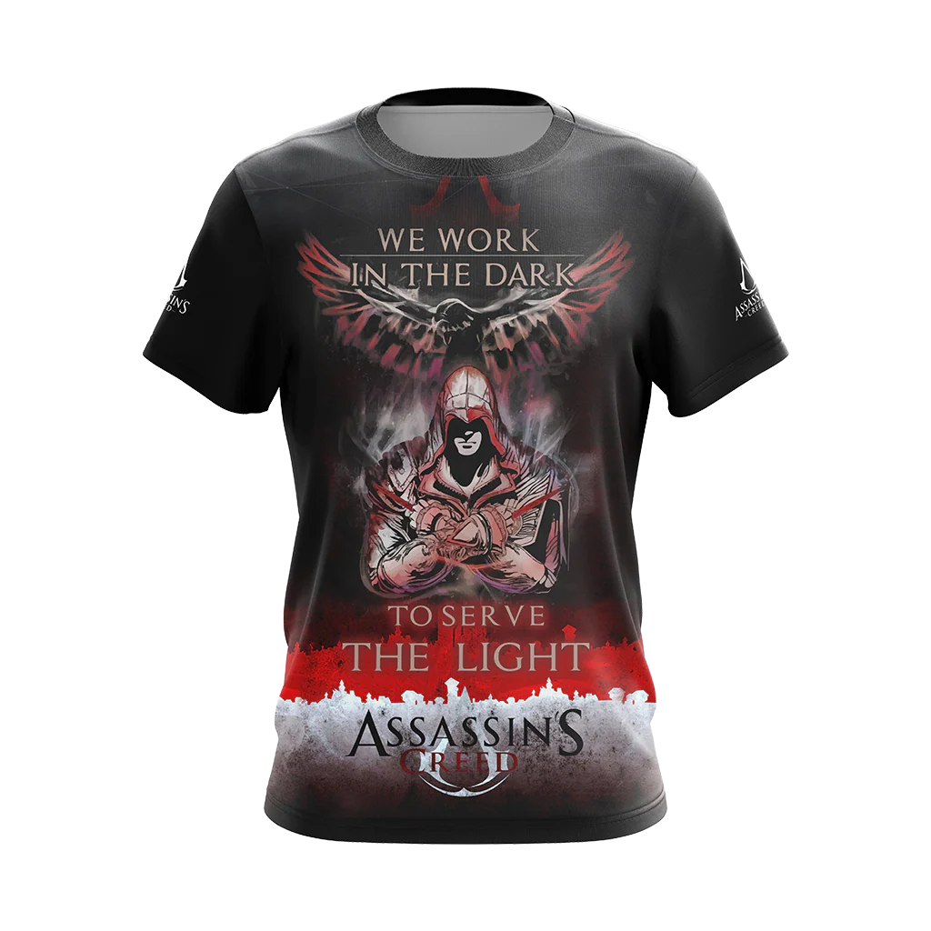 We work in the Dark to serve the Light Assassin's Creed All Over Print T-shirt Zip Hoodie Pullover Hoodie - Image 6