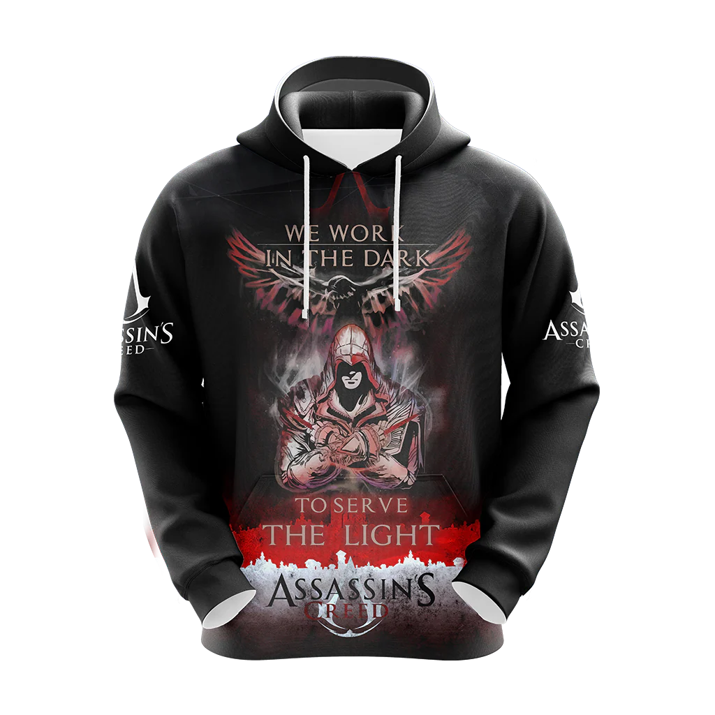 We work in the Dark to serve the Light Assassin's Creed All Over Print T-shirt Zip Hoodie Pullover Hoodie - Image 7