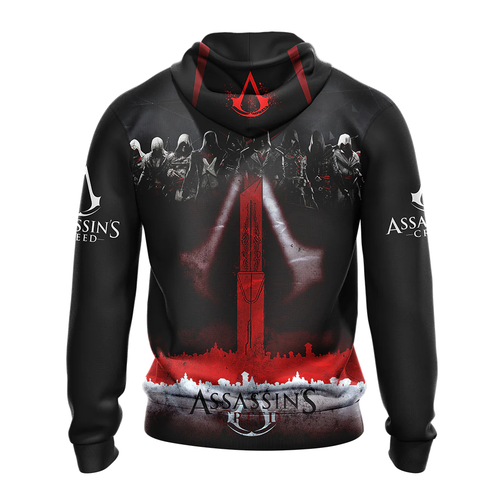 We work in the Dark to serve the Light Assassin's Creed All Over Print T-shirt Zip Hoodie Pullover Hoodie - Image 8