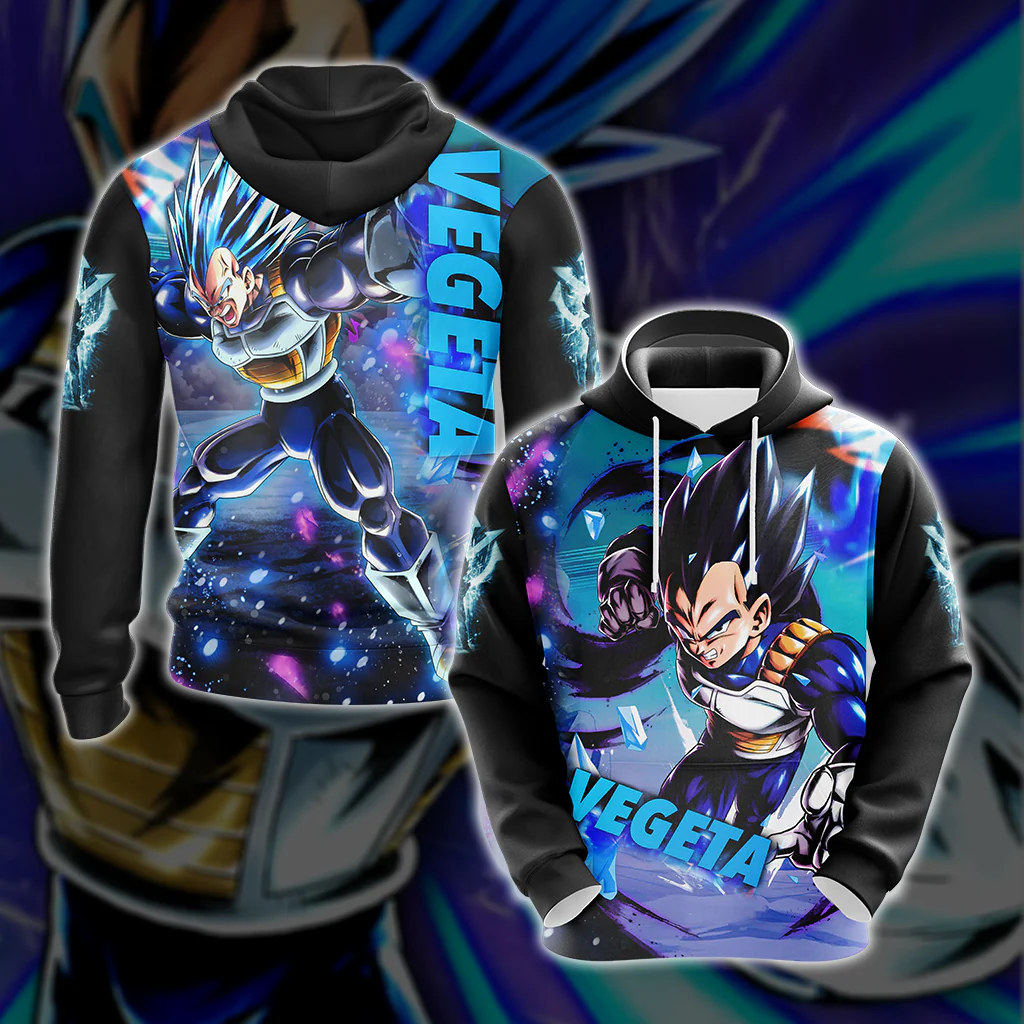 Dragon Ball Vegeta All Over Print T-shirt Zip Hoodie Pullover Hoodie - Image 3