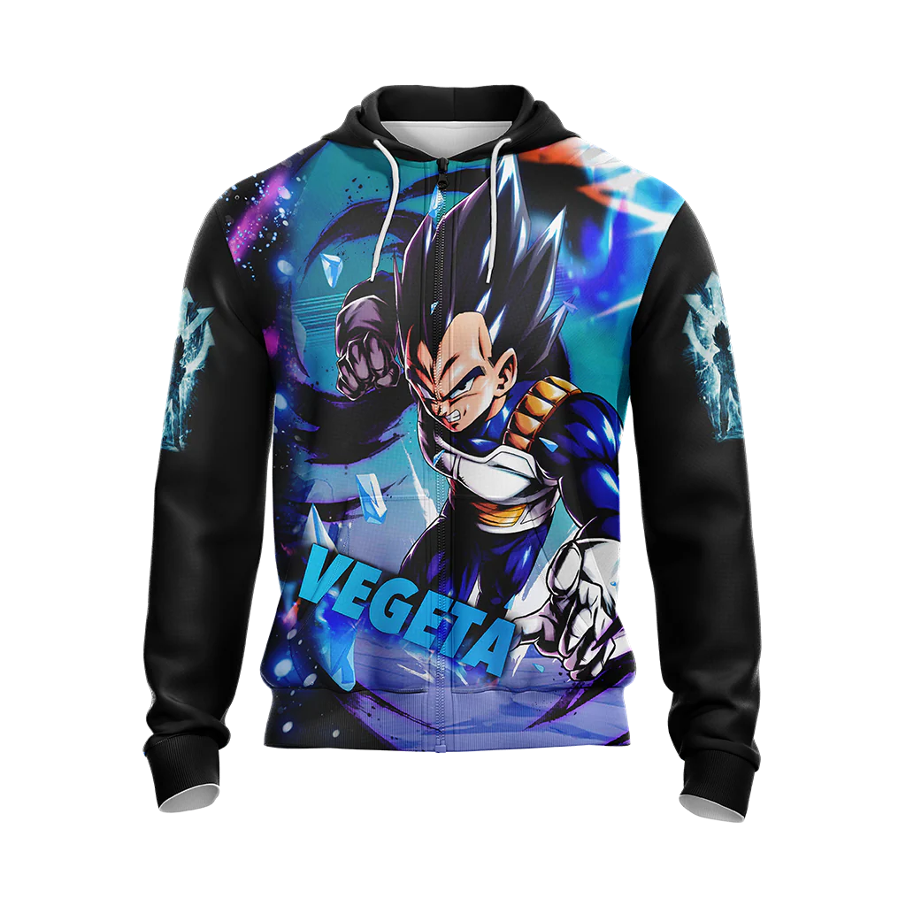 Dragon Ball Vegeta All Over Print T-shirt Zip Hoodie Pullover Hoodie - Image 8
