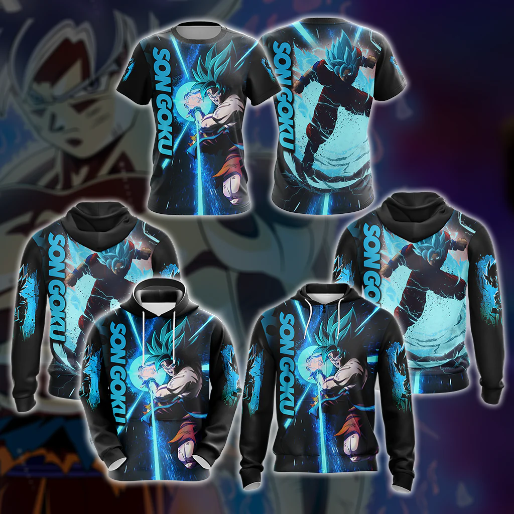 Dragon Ball Son Goku All Over Print T-shirt Zip Hoodie Pullover Hoodie - Image 3