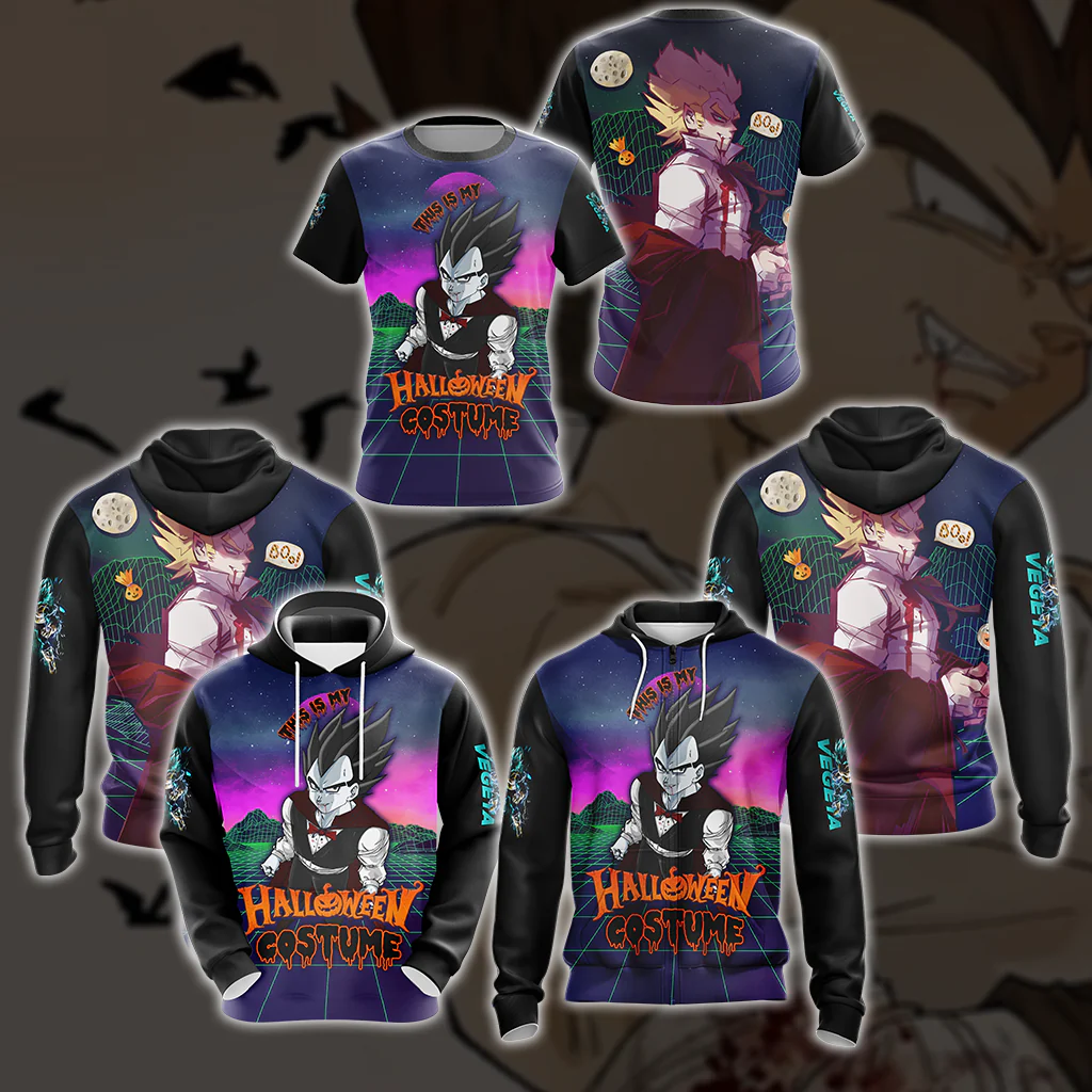 This is my Halloween Costume Vegeta Dragon Ball All Over Print T-shirt Zip Hoodie Pullover Hoodie - Image 4