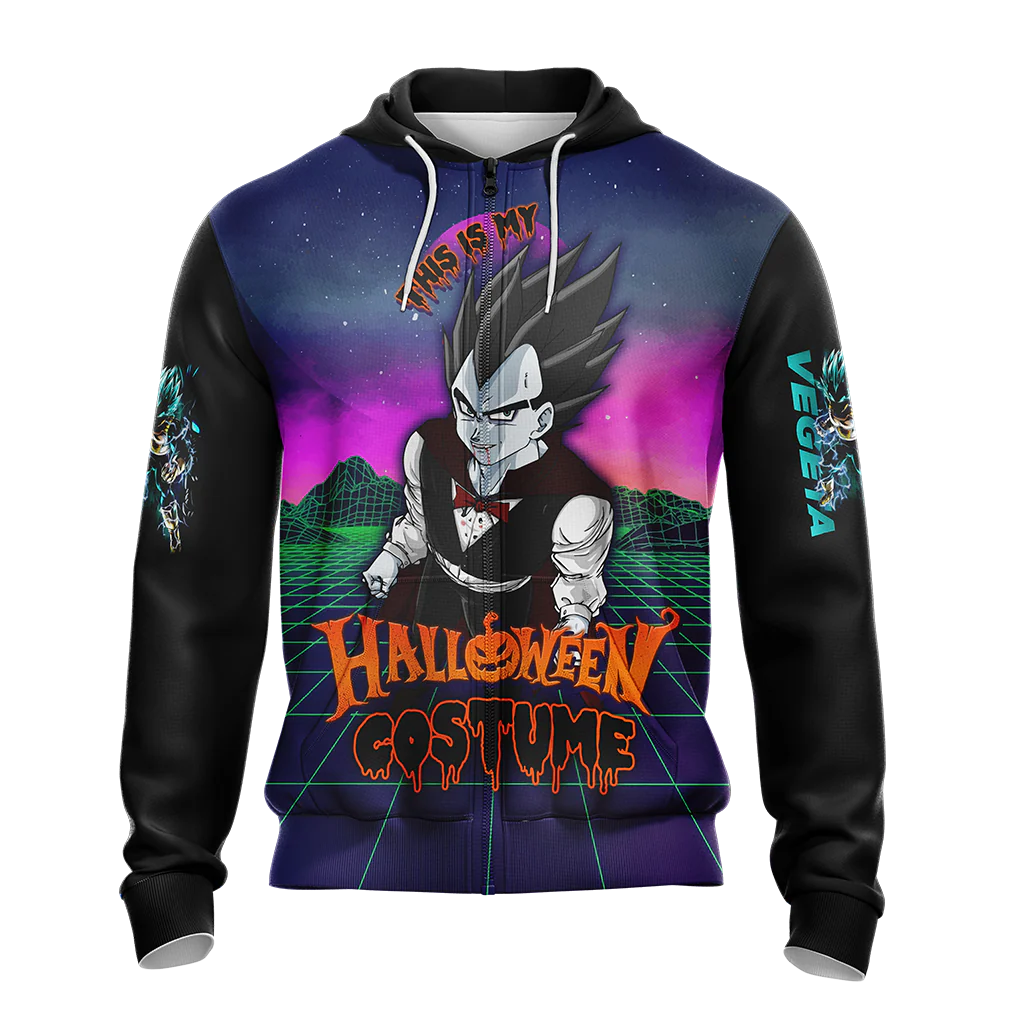 This is my Halloween Costume Vegeta Dragon Ball All Over Print T-shirt Zip Hoodie Pullover Hoodie - Image 5