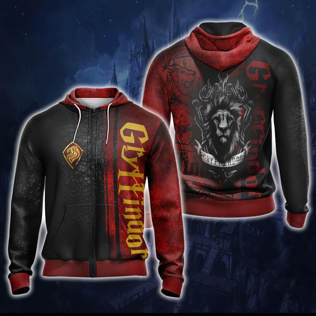 Harry Potter Hogwarts House Gryffindor Slytherin Ravenclaw Hufflepuff T-shirt Zip Hoodie Pullover Hoodie - Image 4