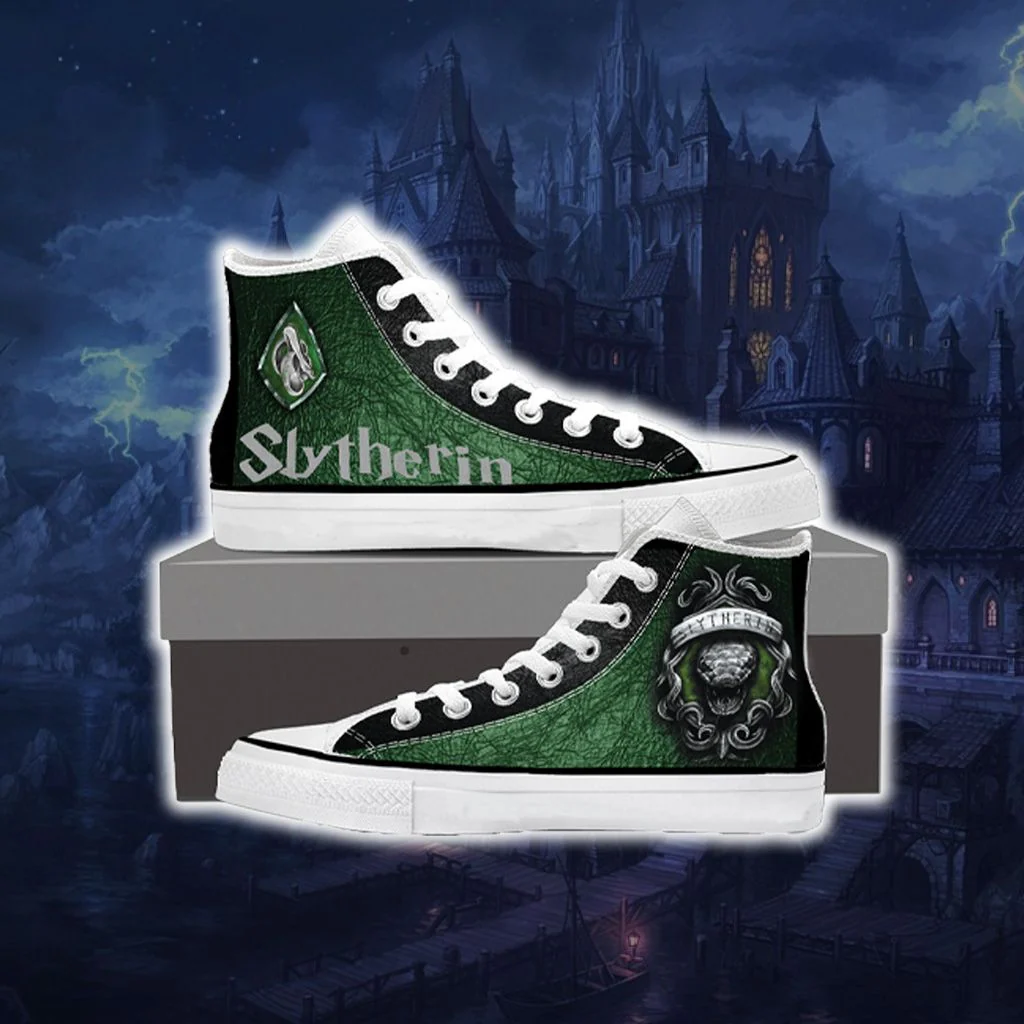 Harry Potter Hogwarts House Gryffindor Slytherin Ravenclaw Hufflepuff High Top Shoes - Image 3