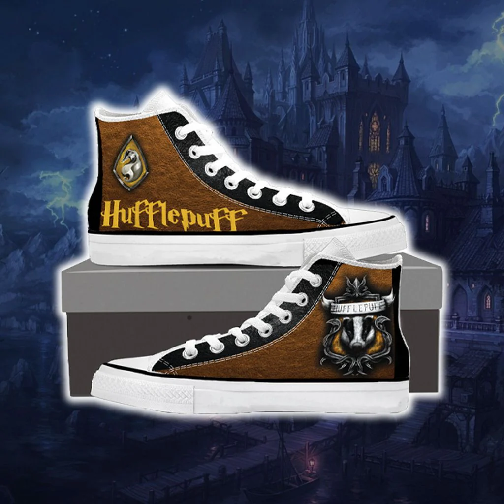Harry Potter Hogwarts House Gryffindor Slytherin Ravenclaw Hufflepuff High Top Shoes - Image 5