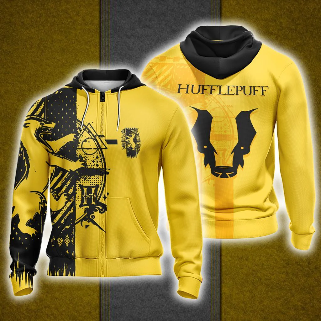 Harry Potter Hogwarts House Gryffindor Slytherin Ravenclaw Hufflepuff T-shirt Zip Hoodie Pullover Hoodie - Image 14