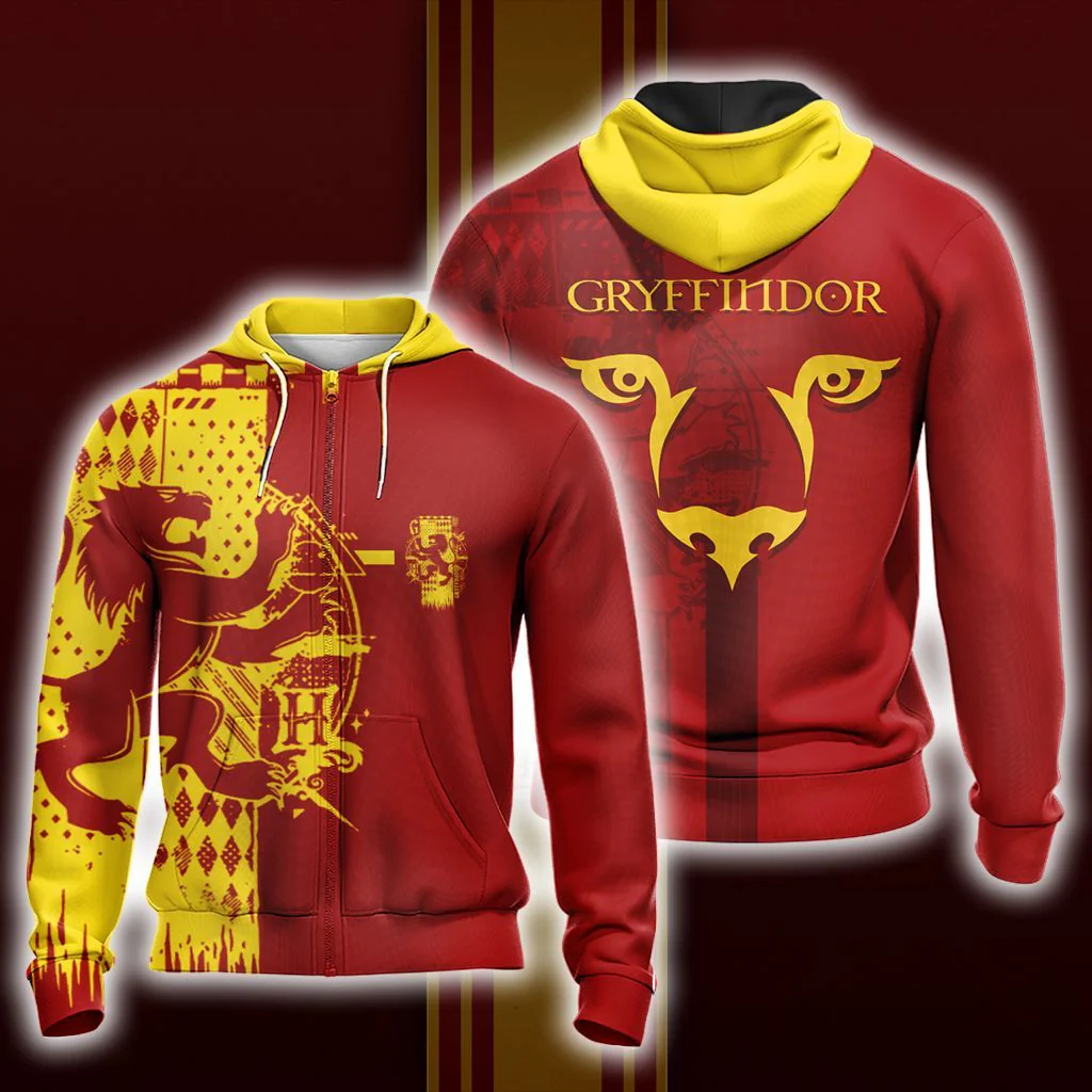 Harry Potter Hogwarts House Gryffindor Slytherin Ravenclaw Hufflepuff T-shirt Zip Hoodie Pullover Hoodie - Image 5