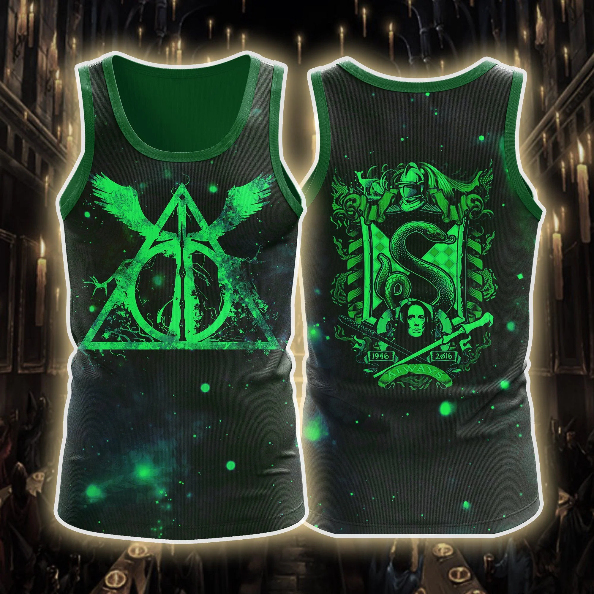 Harry Potter Hogwarts House Gryffindor Slytherin Ravenclaw Hufflepuff Unisex 3D Tank Top - Image 3