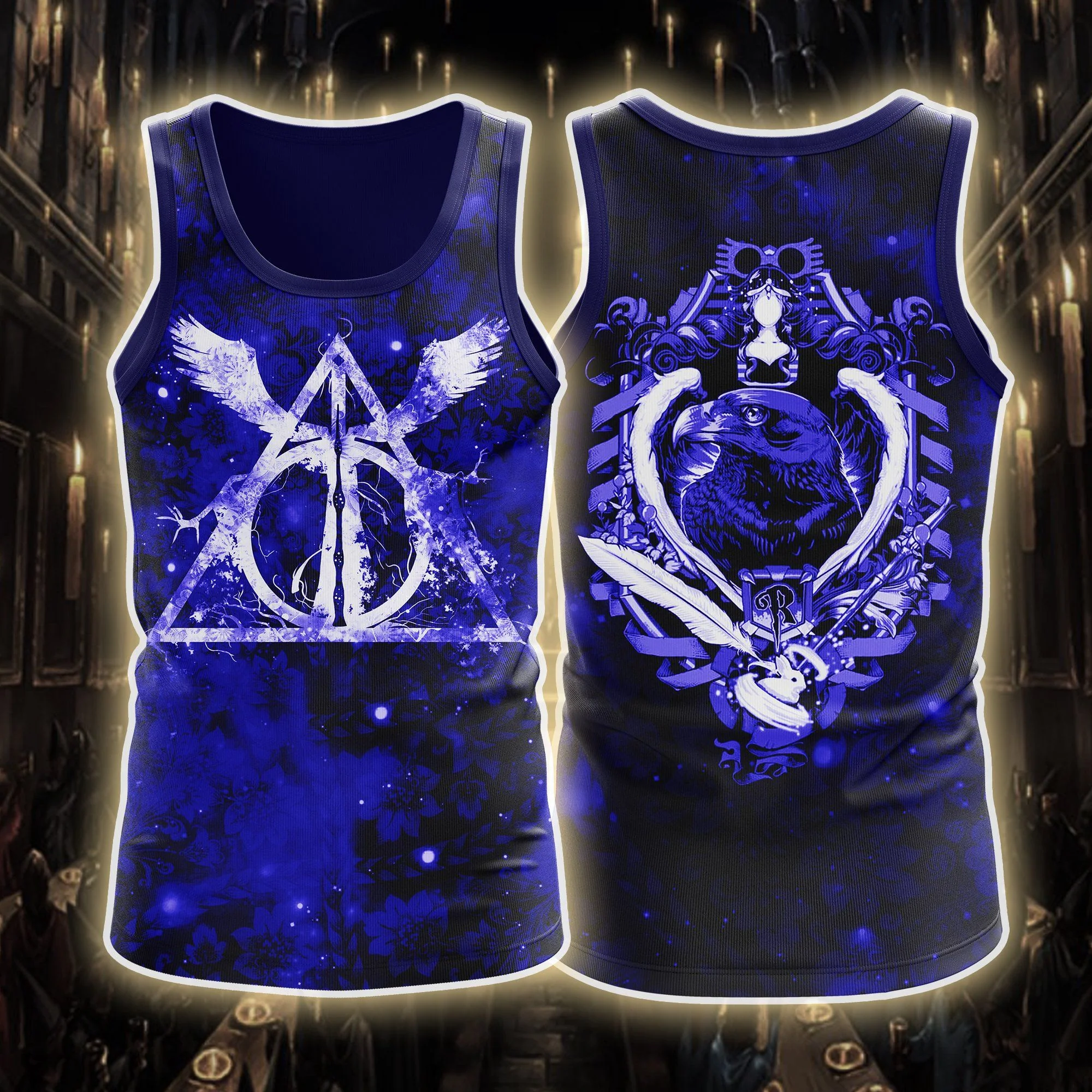 Harry Potter Hogwarts House Gryffindor Slytherin Ravenclaw Hufflepuff Unisex 3D Tank Top - Image 4