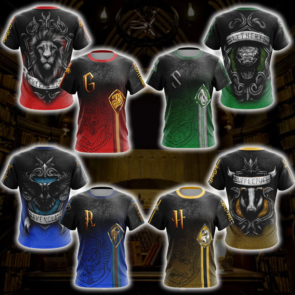 Harry Potter Hogwarts House Gryffindor Slytherin Ravenclaw Hufflepuff T-shirt Zip Hoodie Pullover Hoodie - Image 3
