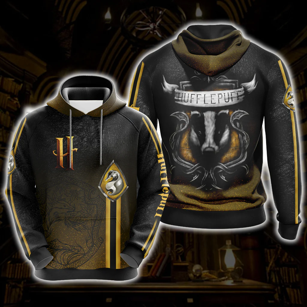 Harry Potter Hogwarts House Gryffindor Slytherin Ravenclaw Hufflepuff T-shirt Zip Hoodie Pullover Hoodie - Image 7