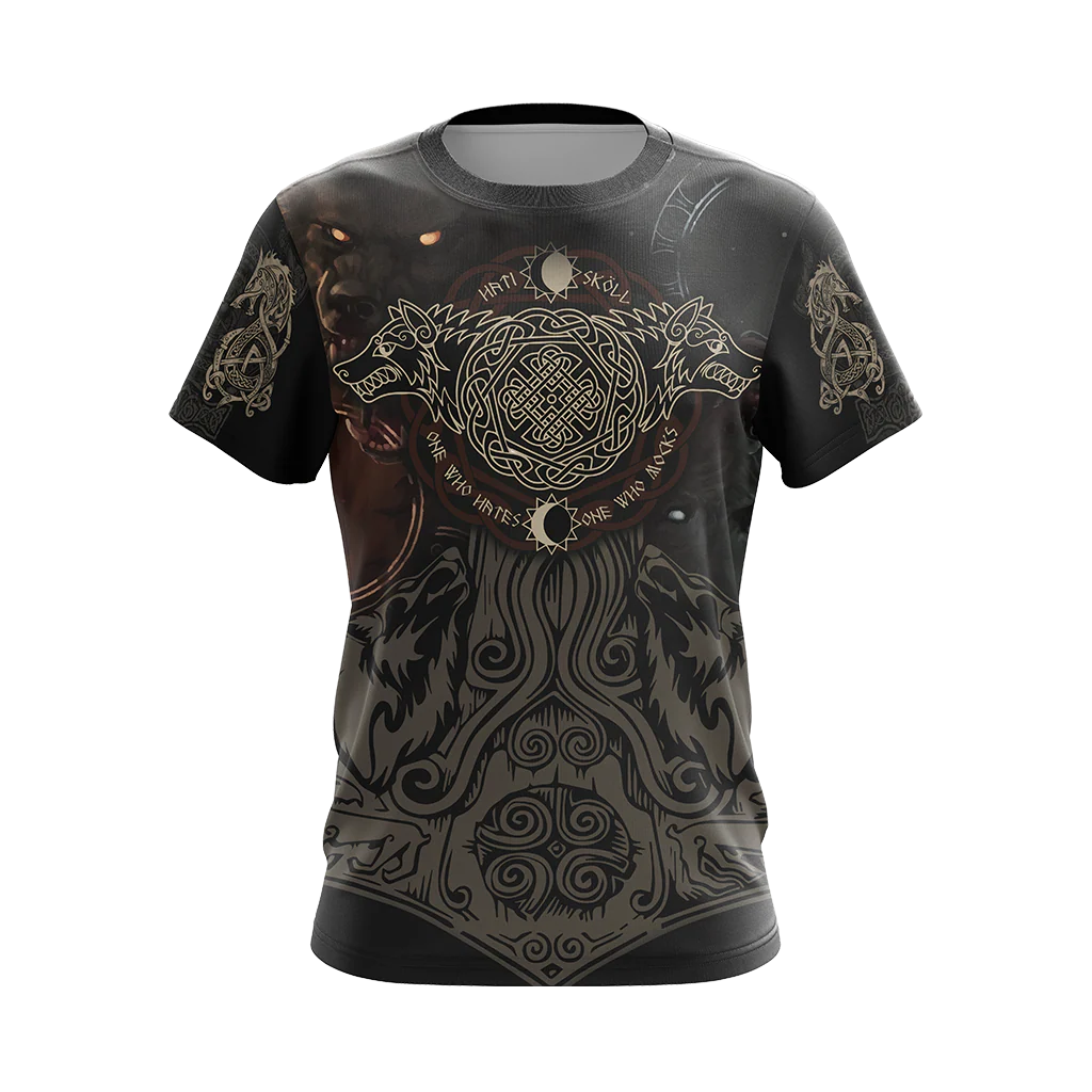 Vikings - The Sons Fenrir The Wolf Hati & Sköll - One Who Hates One Who Mocks Unisex 3D T-shirt Zip Hoodie Pullover Hoodie - Image 5