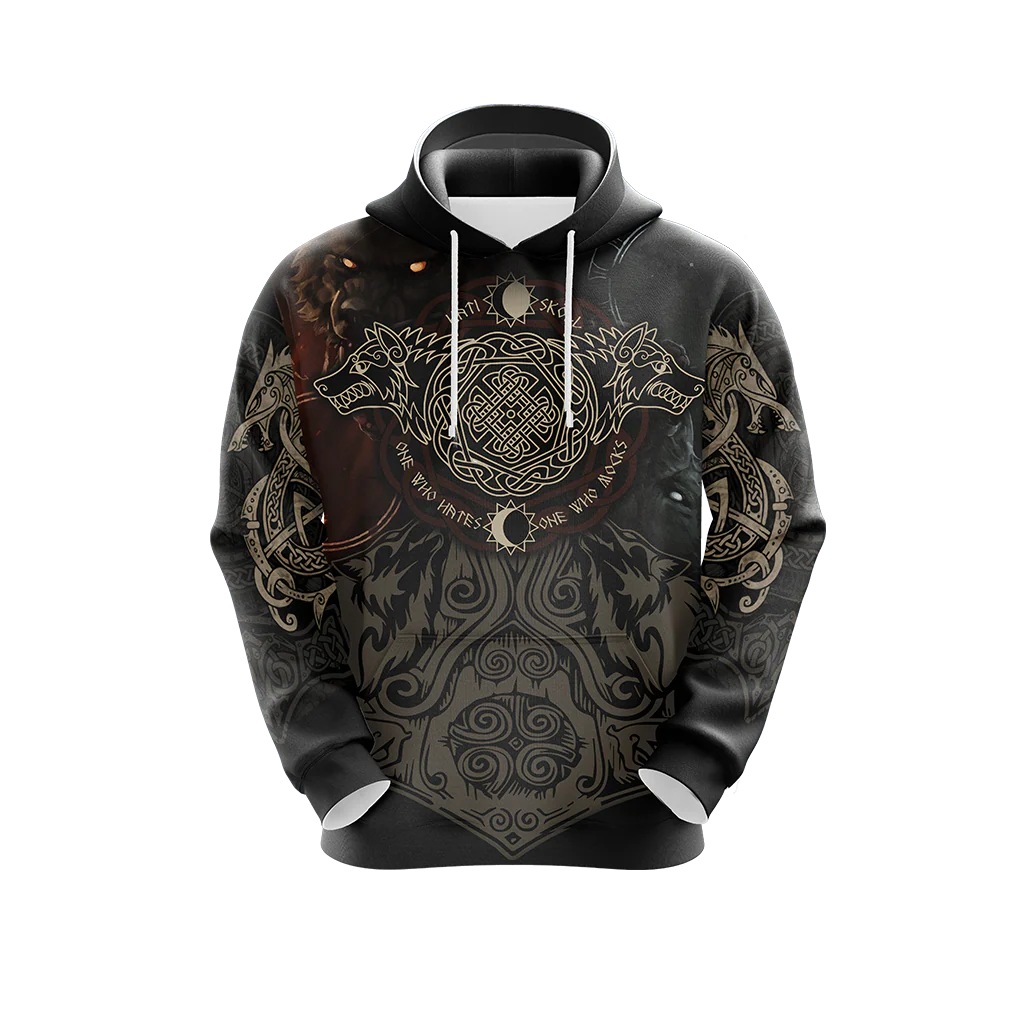 Vikings - The Sons Fenrir The Wolf Hati & Sköll - One Who Hates One Who Mocks Unisex 3D T-shirt Zip Hoodie Pullover Hoodie - Image 8