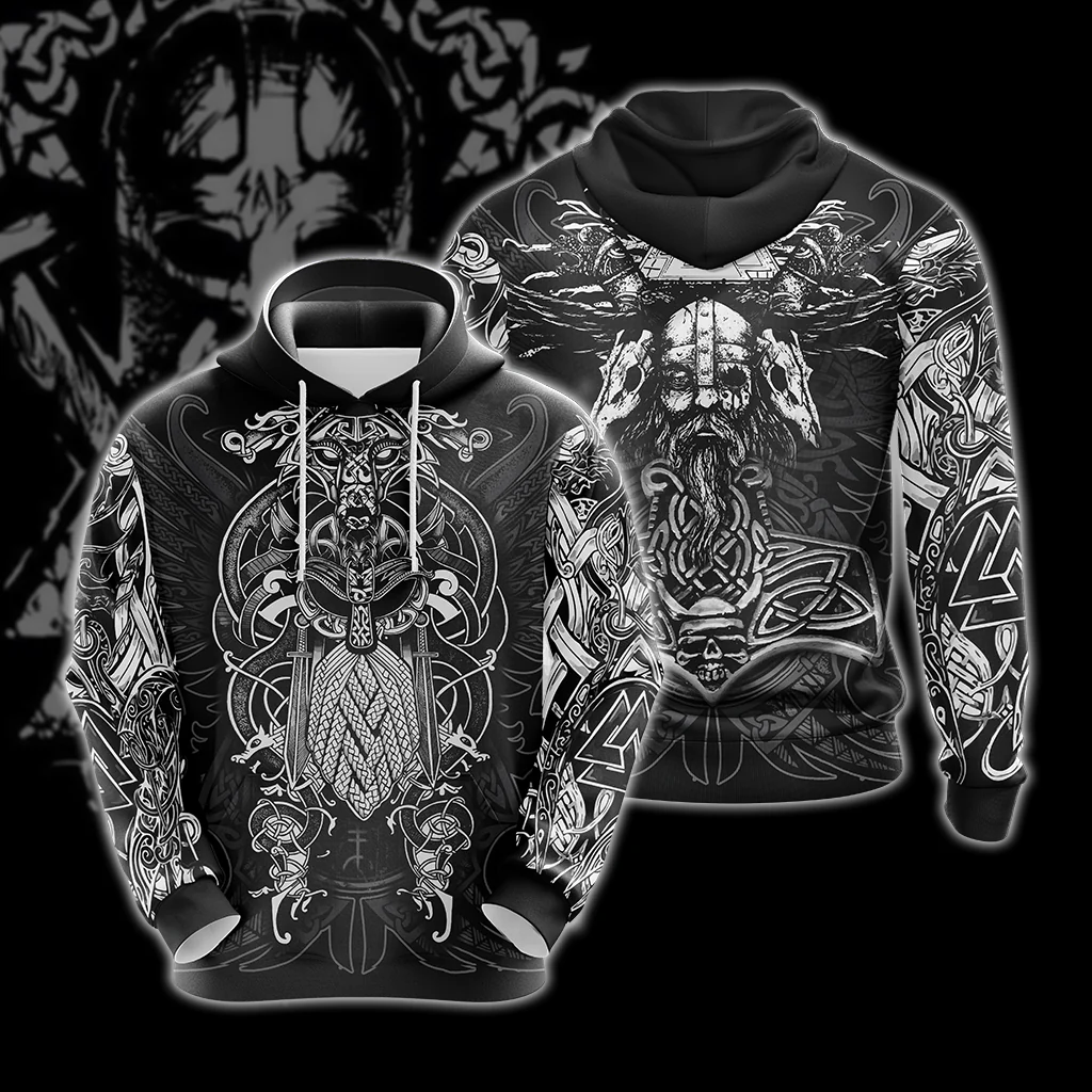 Viking Pattern Unisex 3D T-shirt Zip Hoodie Pullover Hoodie - Image 3