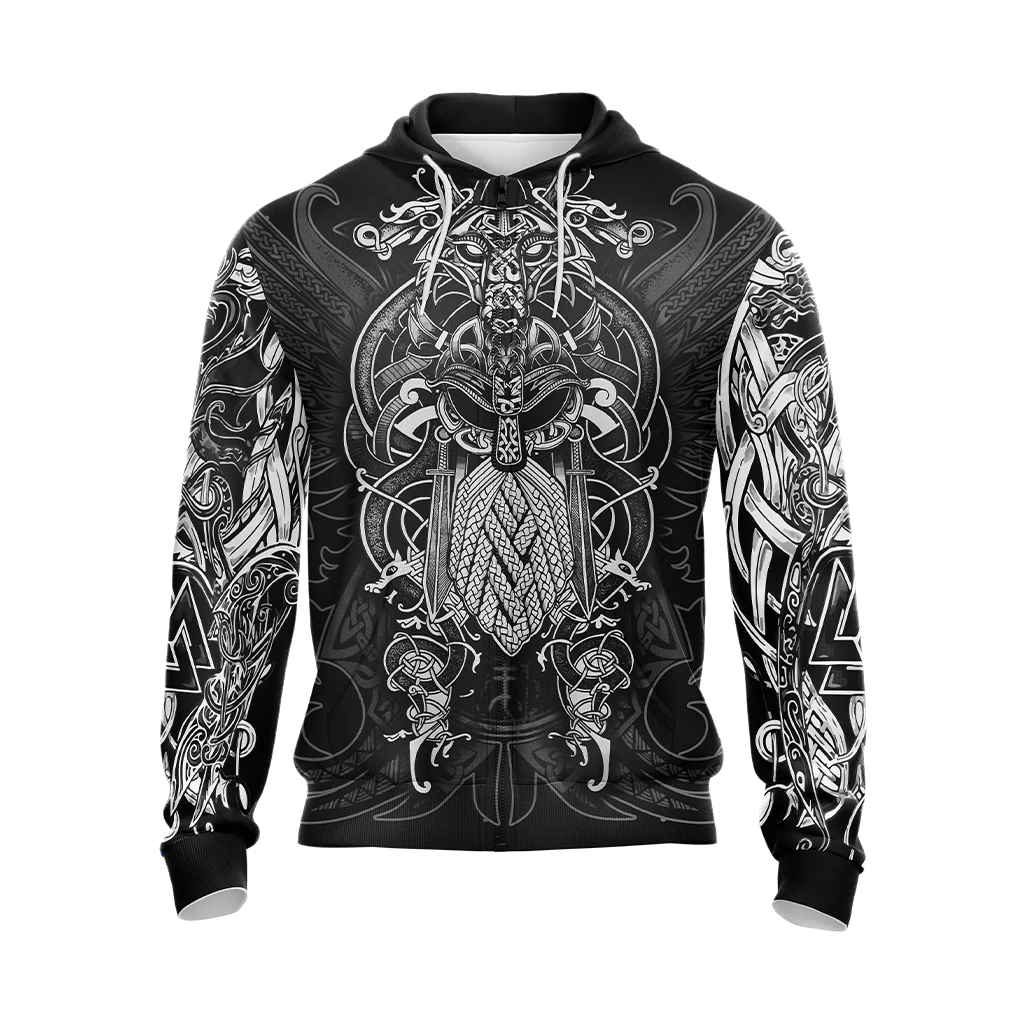 Viking Pattern Unisex 3D T-shirt Zip Hoodie Pullover Hoodie - Image 7