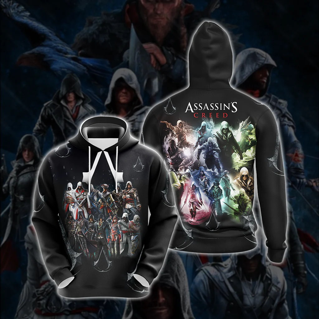 Assassin's Creed All Protagonists Unisex 3D T-shirt Zip Hoodie Pullover Hoodie - Image 3