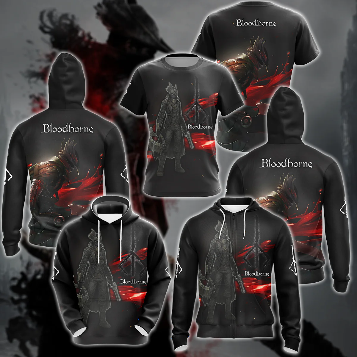 Bloodborne Video Game 3D All Over Printed T-shirt Tank Top Zip Hoodie Pullover Hoodie Hawaiian Shirt Beach Shorts Jogger - Image 3