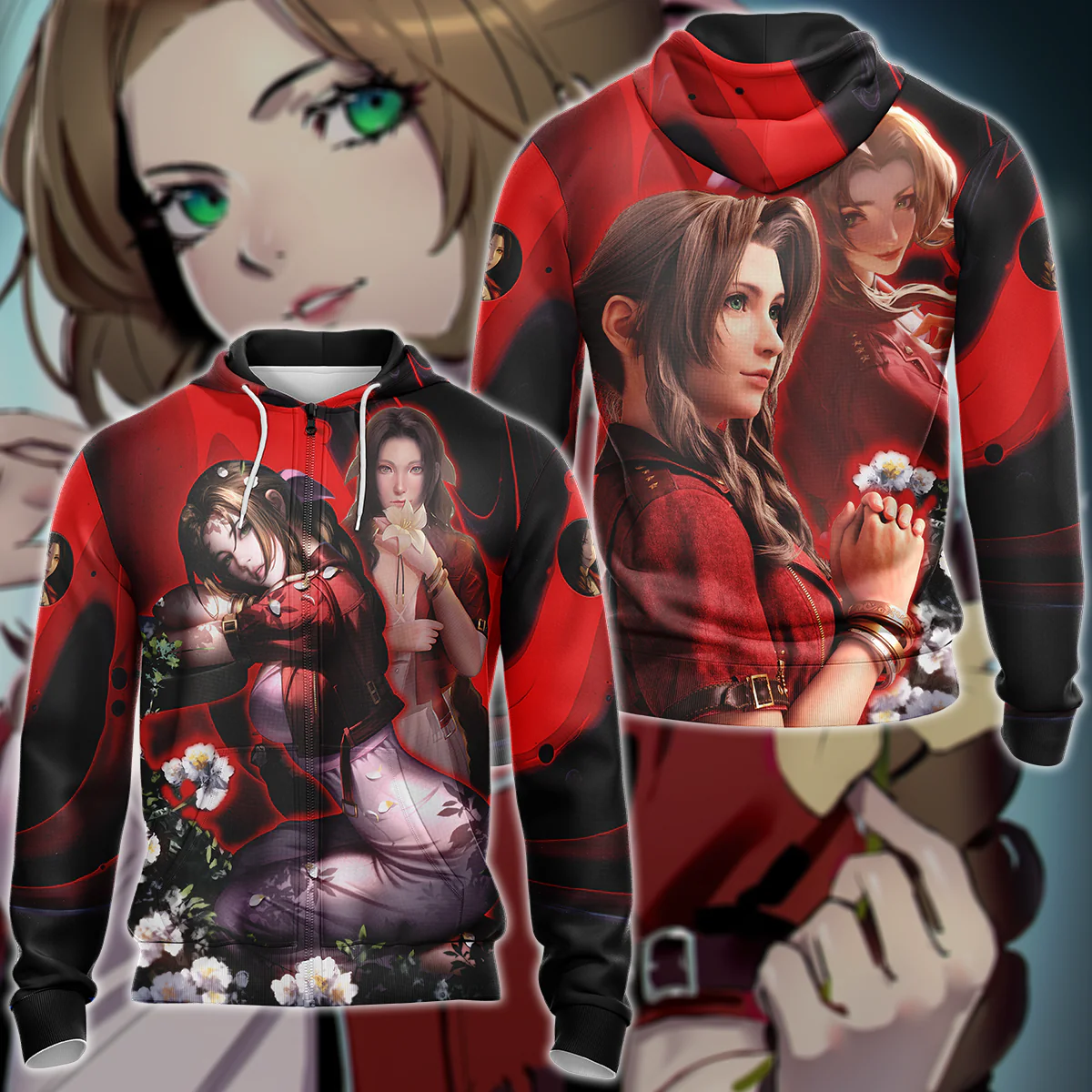 Final Fantasy VII Aerith Gainsborough Video Game 3D All Over Print T-shirt Tank Top Zip Hoodie Pullover Hoodie Hawaiian Shirt Beach Shorts Jogger - Image 5