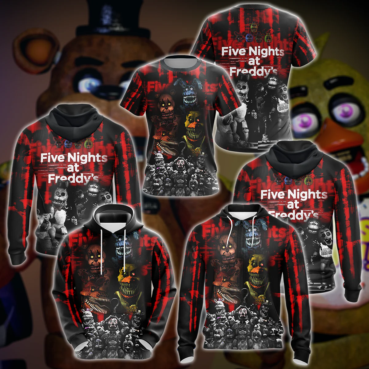 Five Nights At Freddy's Video Game 3D All Over Print T-shirt Tank Top Zip Hoodie Pullover Hoodie Hawaiian Shirt Beach Shorts Jogger - Image 5